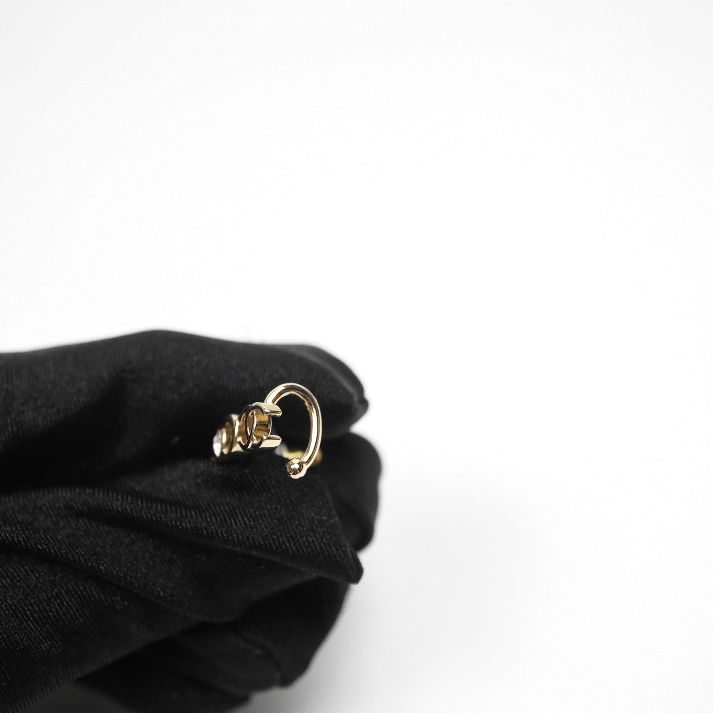 Chanel CC Coco Crystal Earrings Ear Cuff Gold Tone 22P