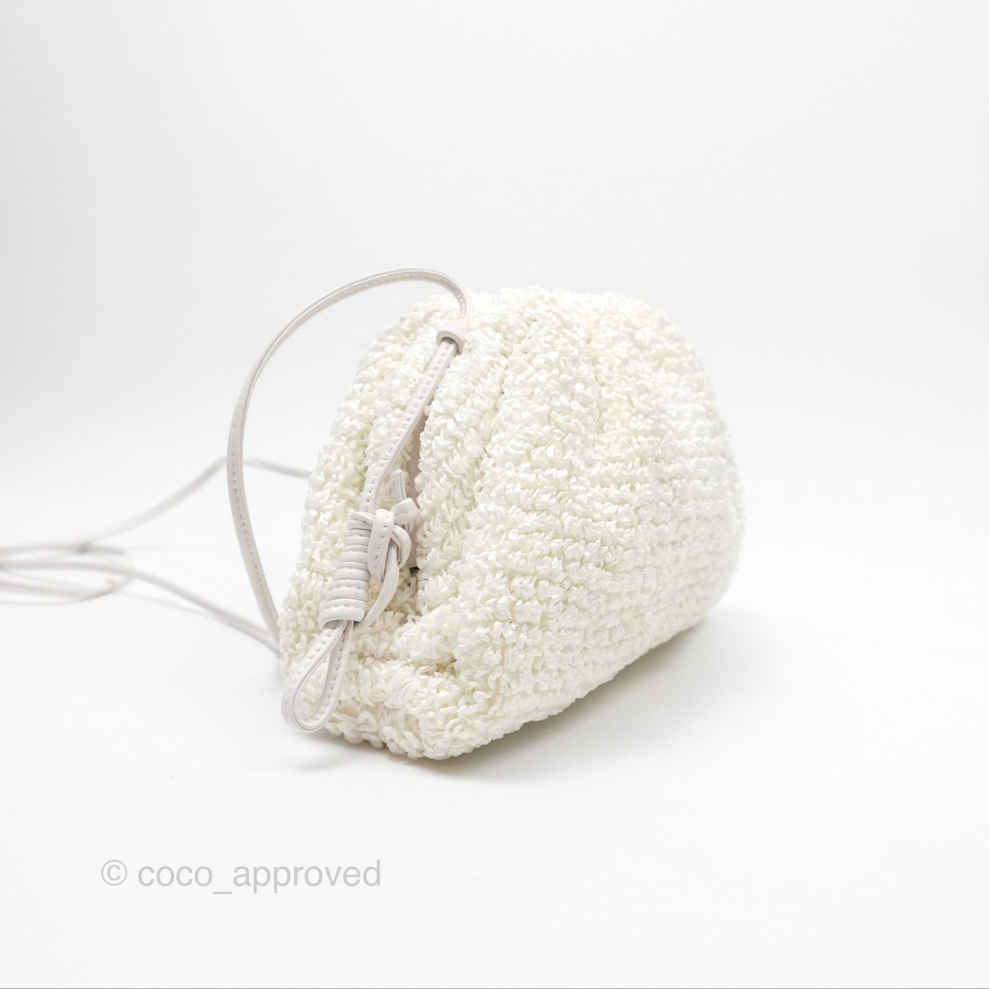 Bottega Veneta The Mini Pouch Boucle Raffia White