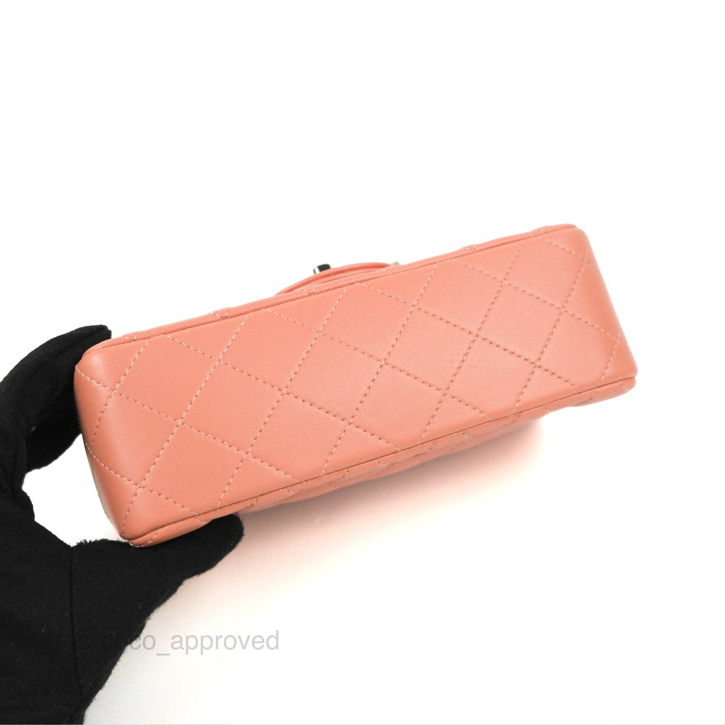 Chanel Quilted Mini Rectangular Flap Salmon Pink Lambskin Silver Hardware 21B