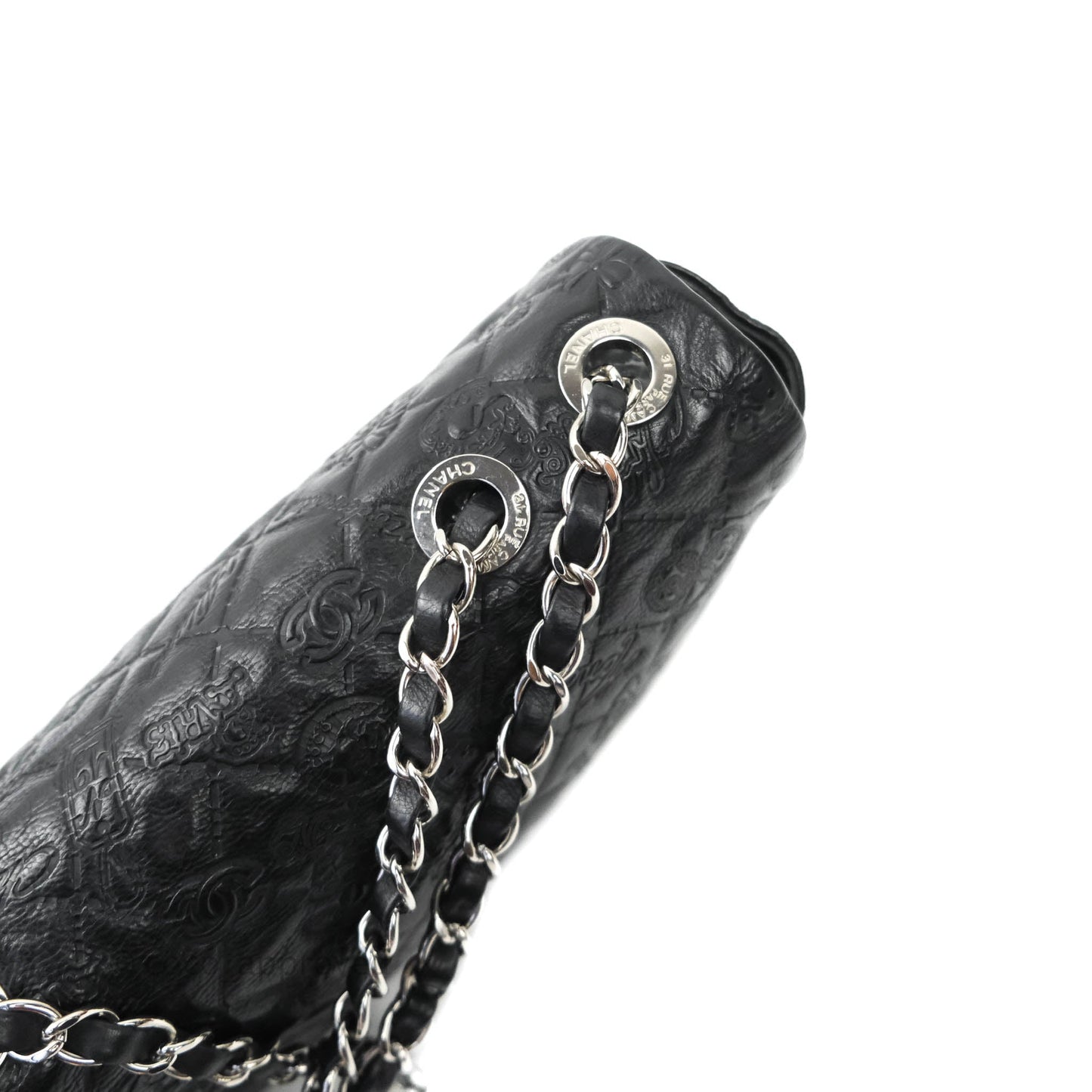 Chanel Small Embroidered Flap Bag Black Silver Hardware