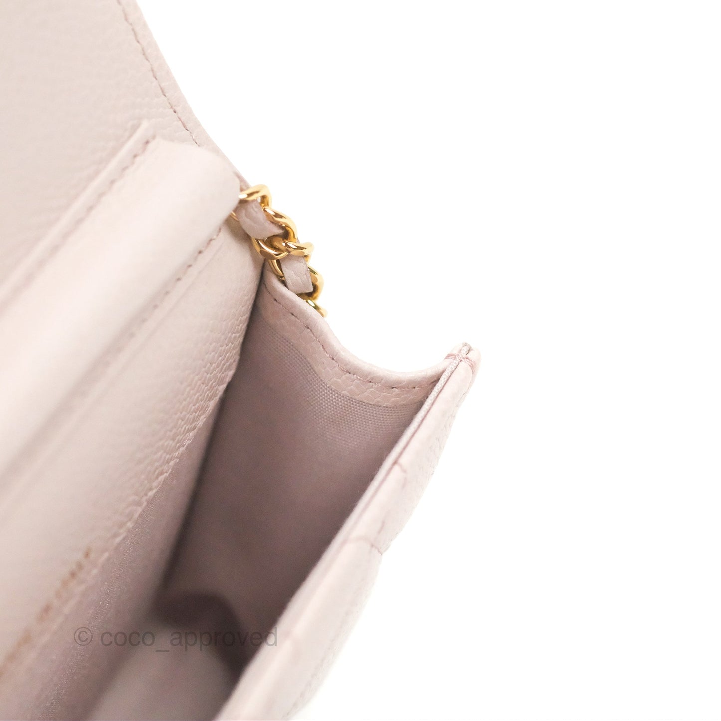 Chanel Miss Coco Clutch With Chain Quilted Lilac Pink Caviar Gold Hardware