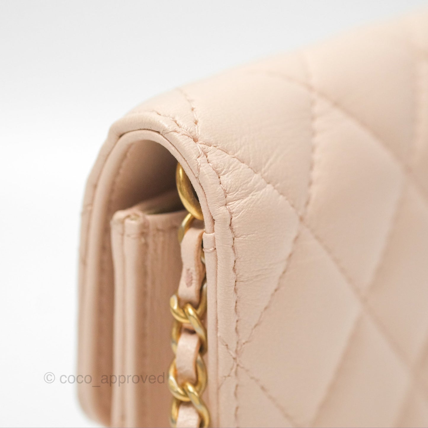 Chanel Mini Pearl Crush Clutch With Chain Belt Rose Clair Pink Aged Gold Hardware