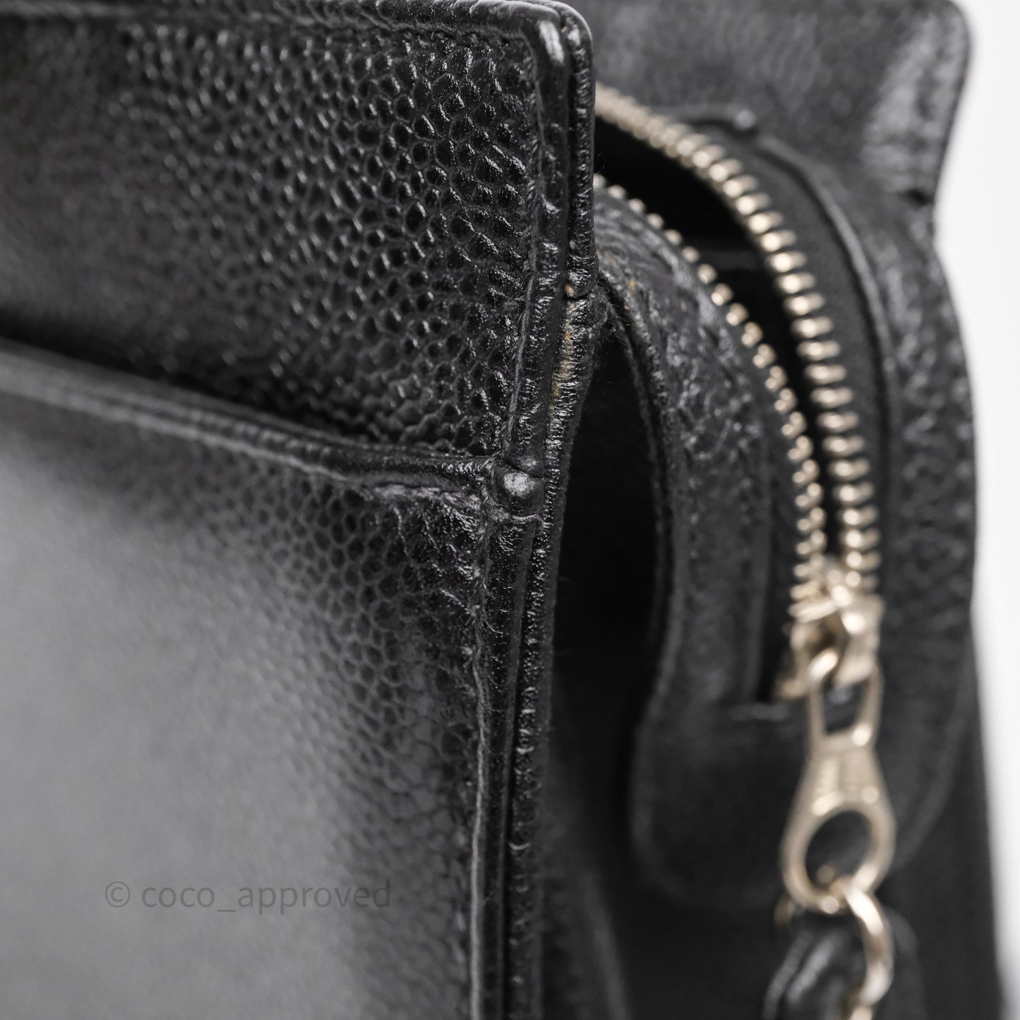 Chanel Vintage Tote Bag Black Caviar Silver Hardware