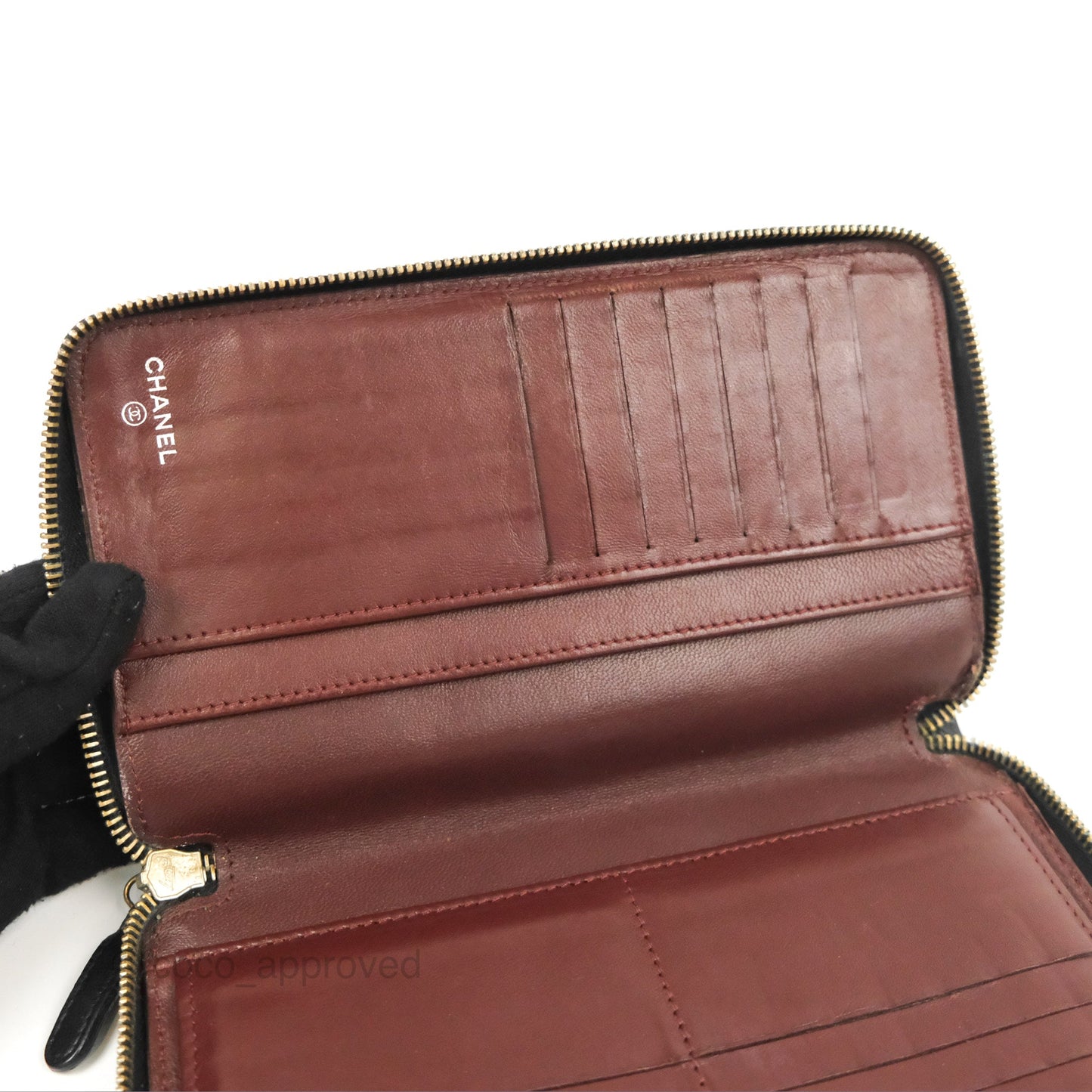 Chanel Zip Around Organiser Wallet Black Lambskin Gold Hardware
