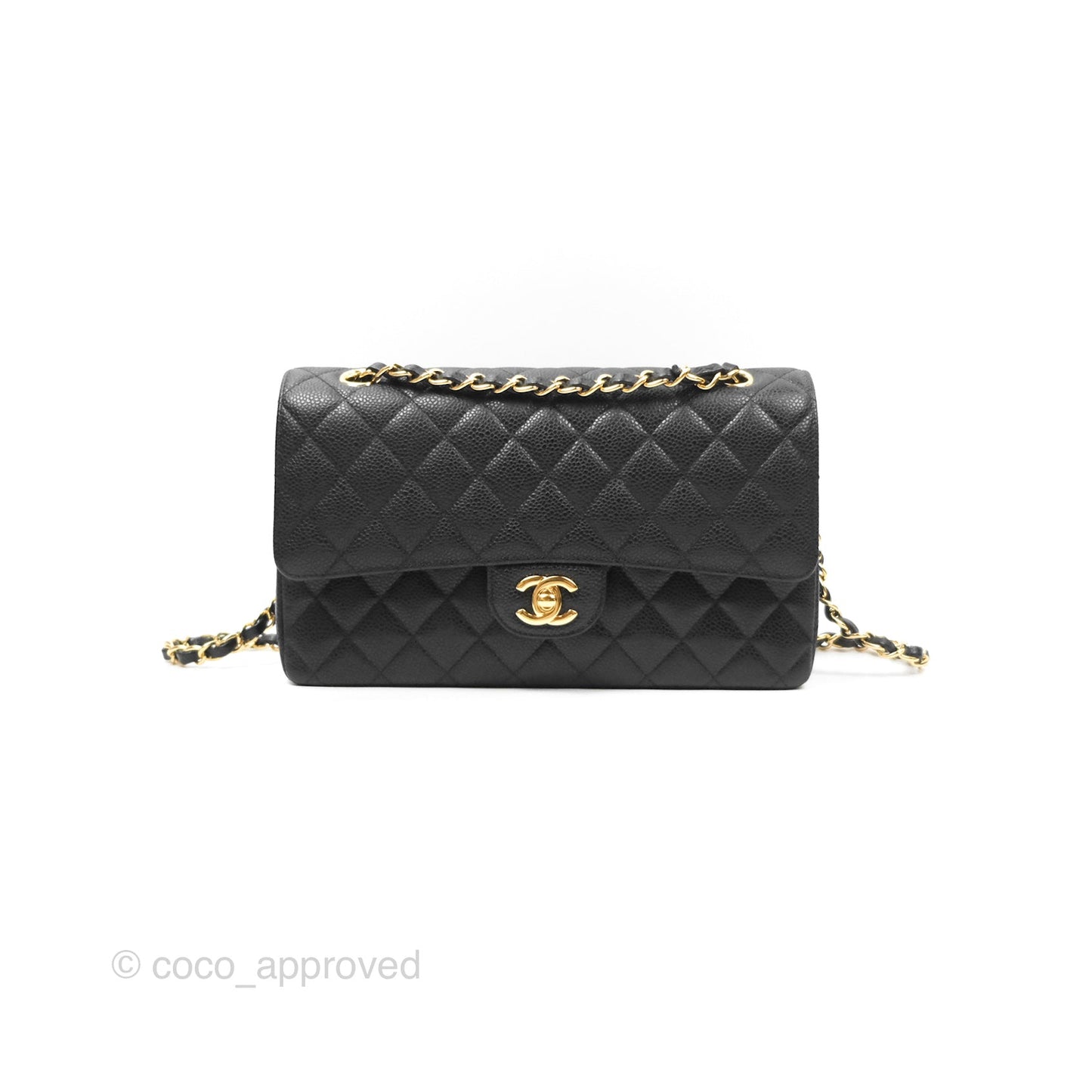 Chanel Classic M/L Medium Flap Quilted Black Caviar Gold Hardware