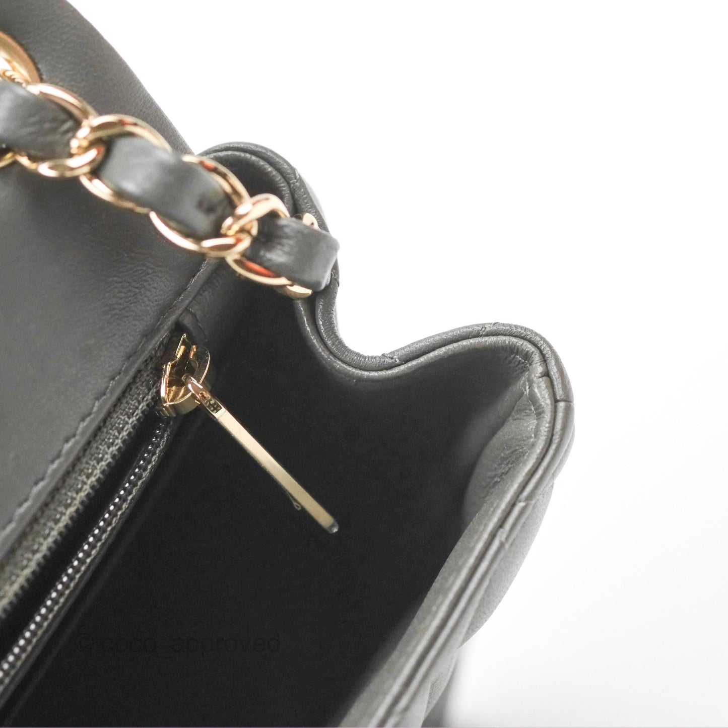 Chanel Quilted Mini Square Flap Grey Lambskin Gold Hardware
