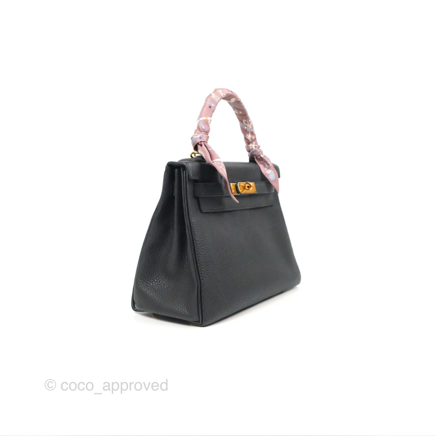 Hermès Retourne Kelly 28 Black Togo Gold Hardware