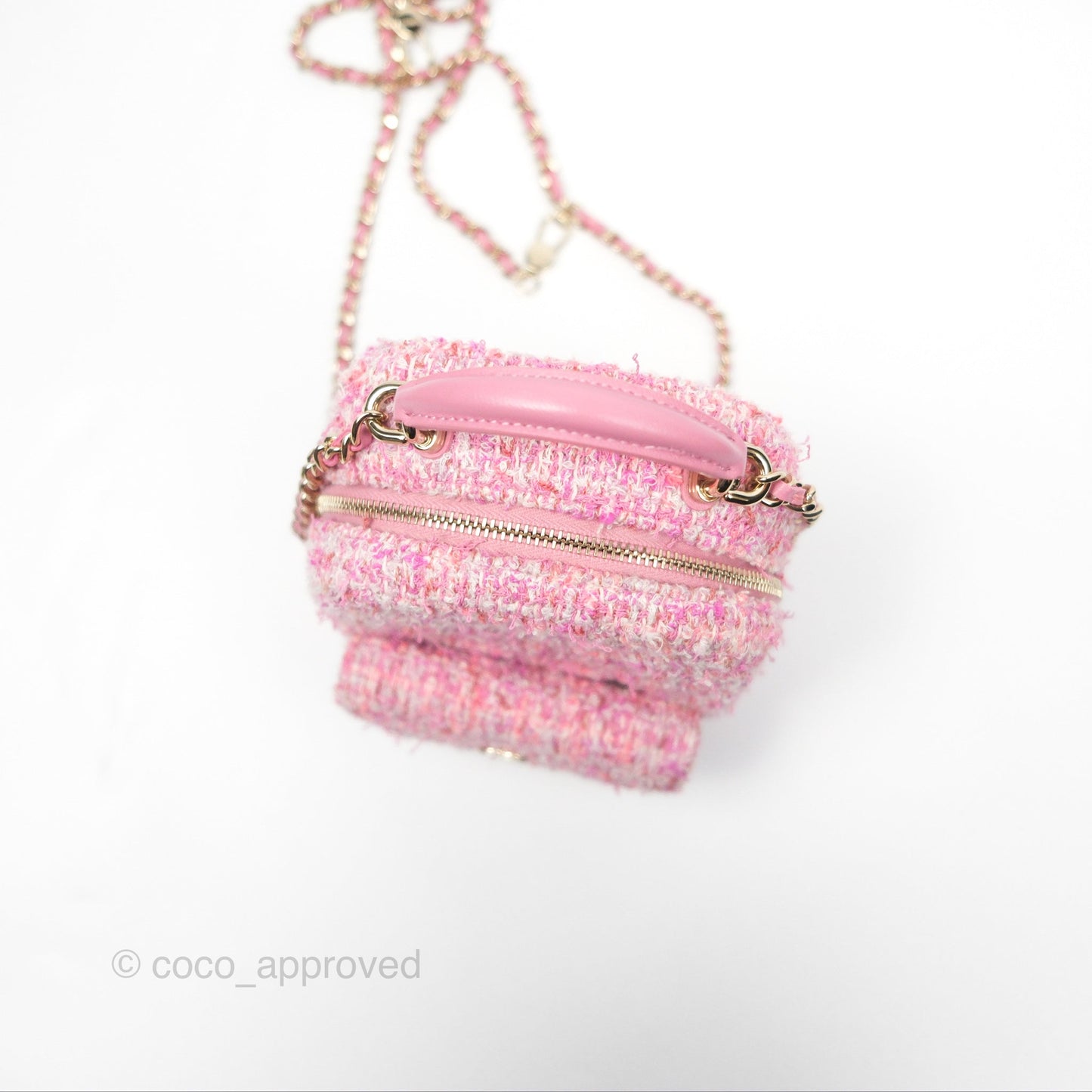 Chanel Classic Mini Backpack Pink Tweed Gold Hardware