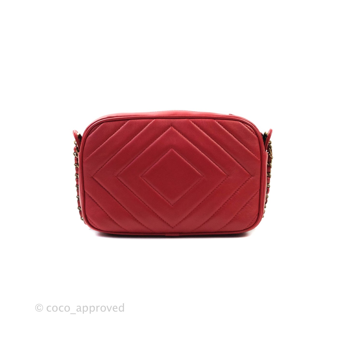 Chanel CC Red Crossbody Camera Bag Aged Gold Hardware
