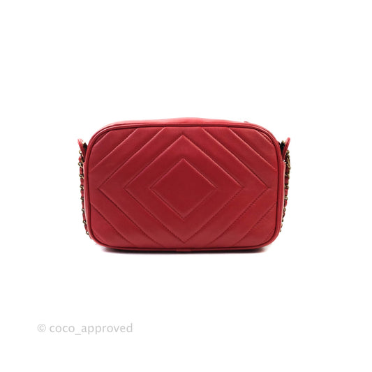 Chanel CC Red Crossbody Camera Bag Aged Gold Hardware