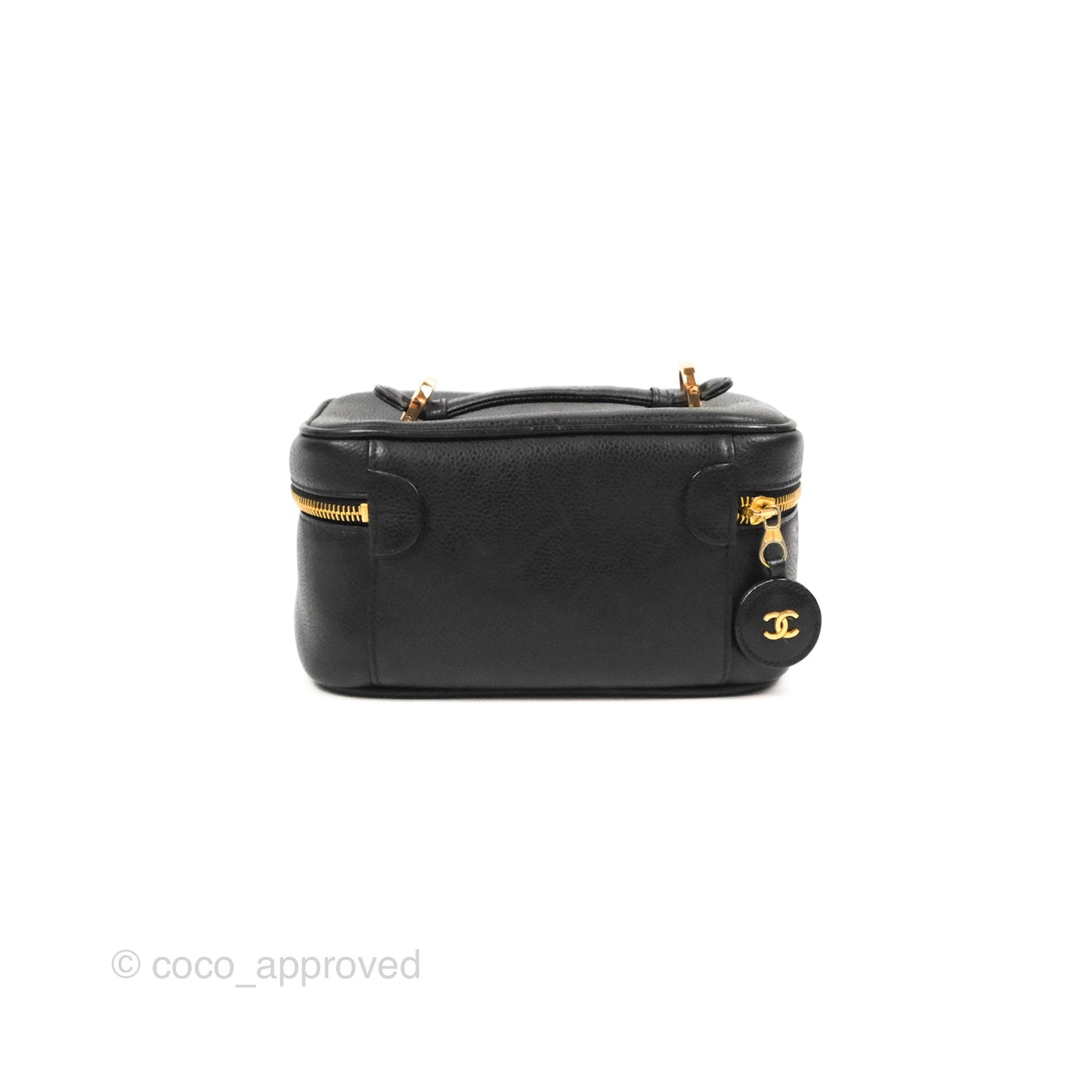 Chanel Vintage Vanity Case Black Caviar Gold Hardware