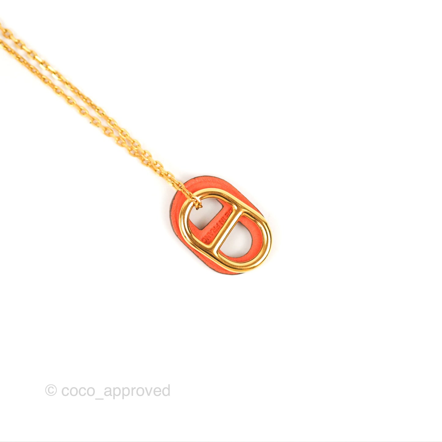 Hermès O'Maillon Pendant Orange Swift Gold Tone