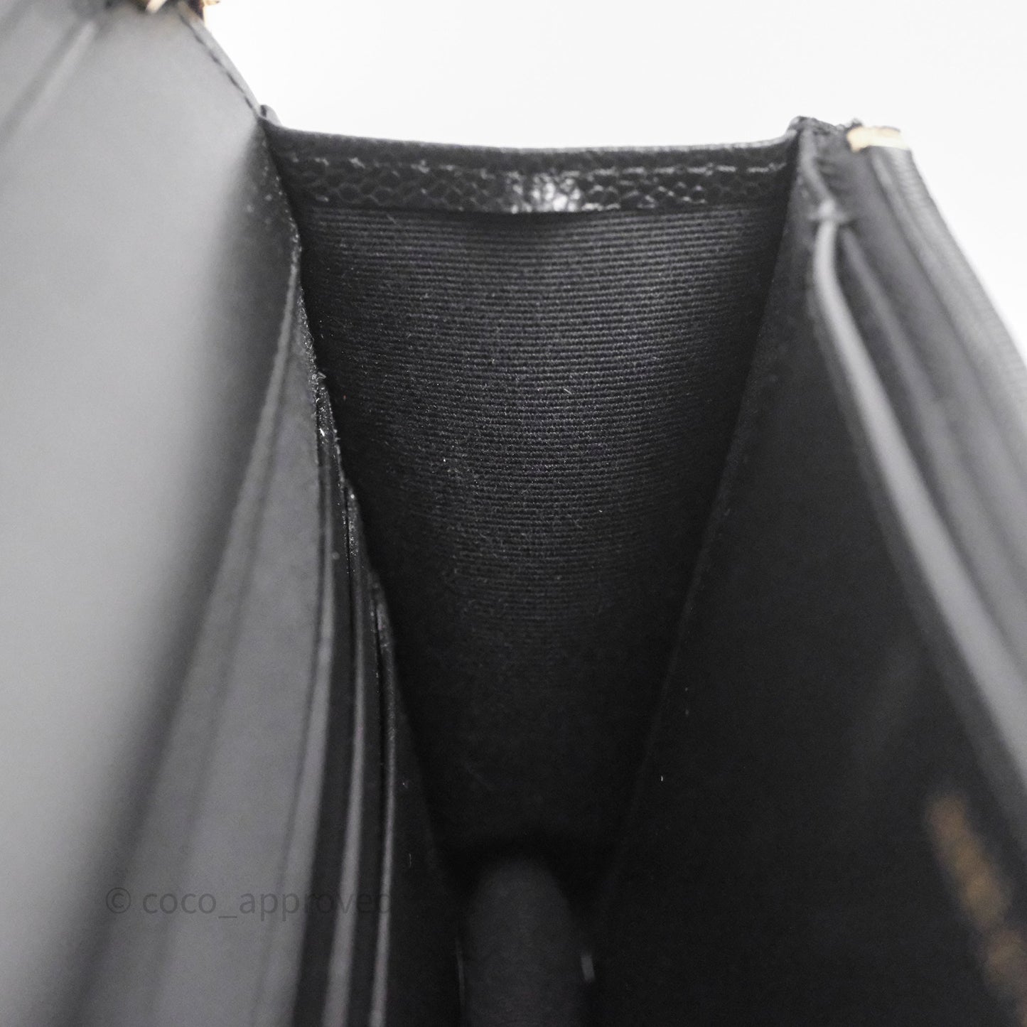 Chanel WOC With Ribbon Chain Black Caviar Gold Hardware