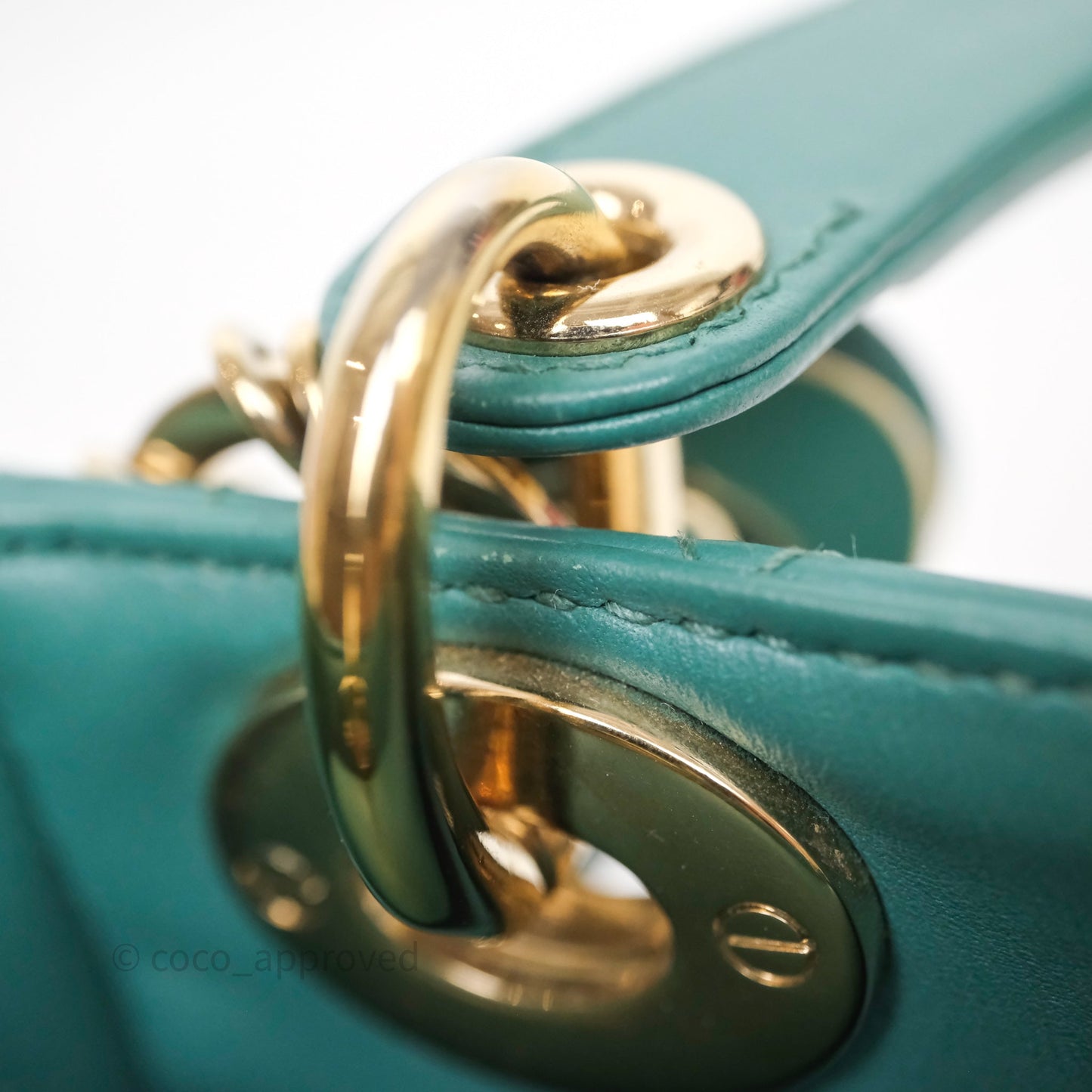 Christian Dior Mini Lady Dior Cannage Green Lambskin Gold Hardware
