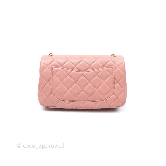 Chanel Mini Rectangular Pearl Crush Dusty Pink Lambskin Aged Gold Hardware