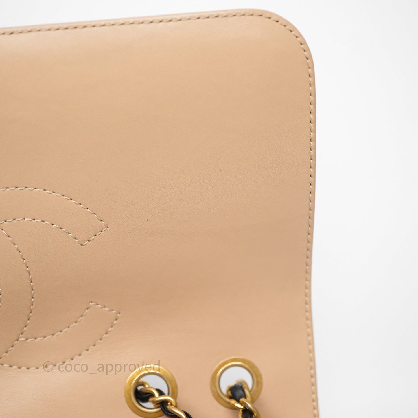 Chanel Small CC Filigree Flap Quilted Beige Black Caviar