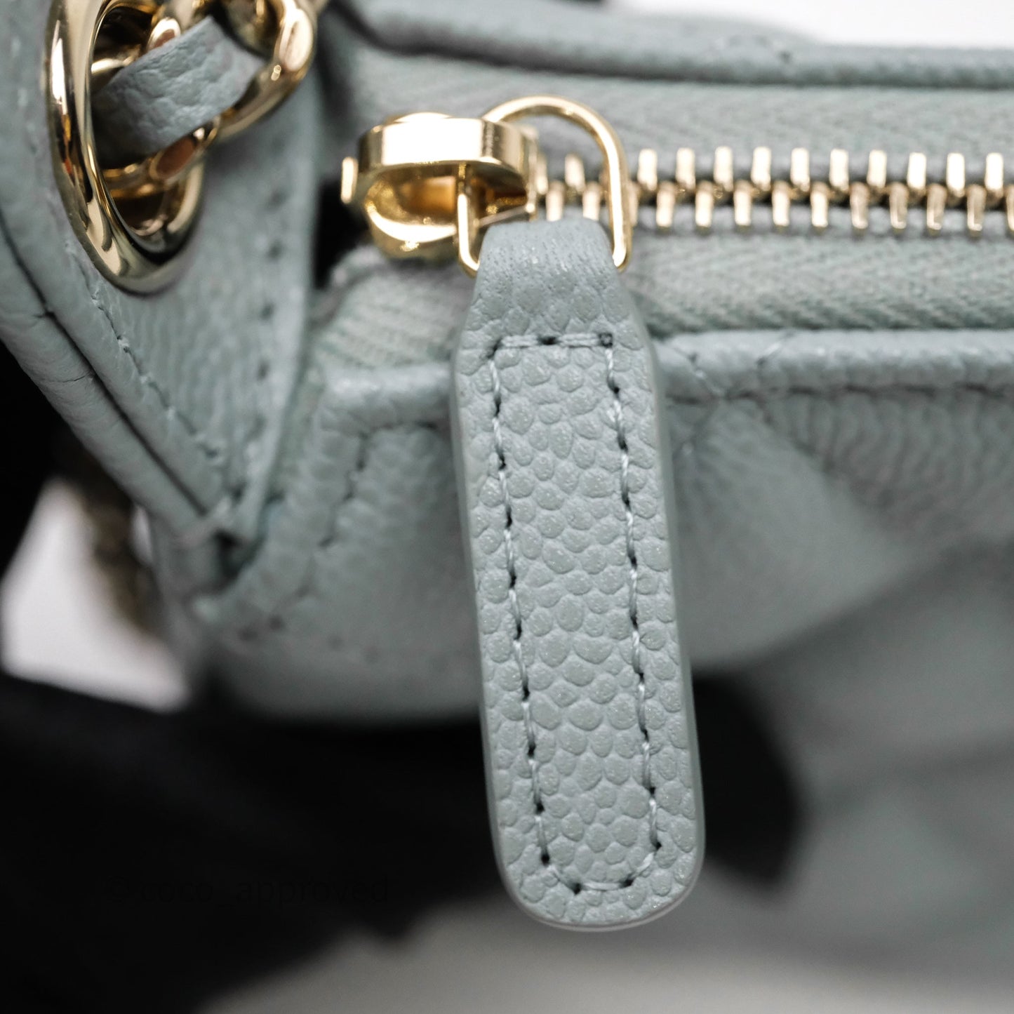 Chanel Clutch on Chain Tiffany Green Caviar Gold Hardware