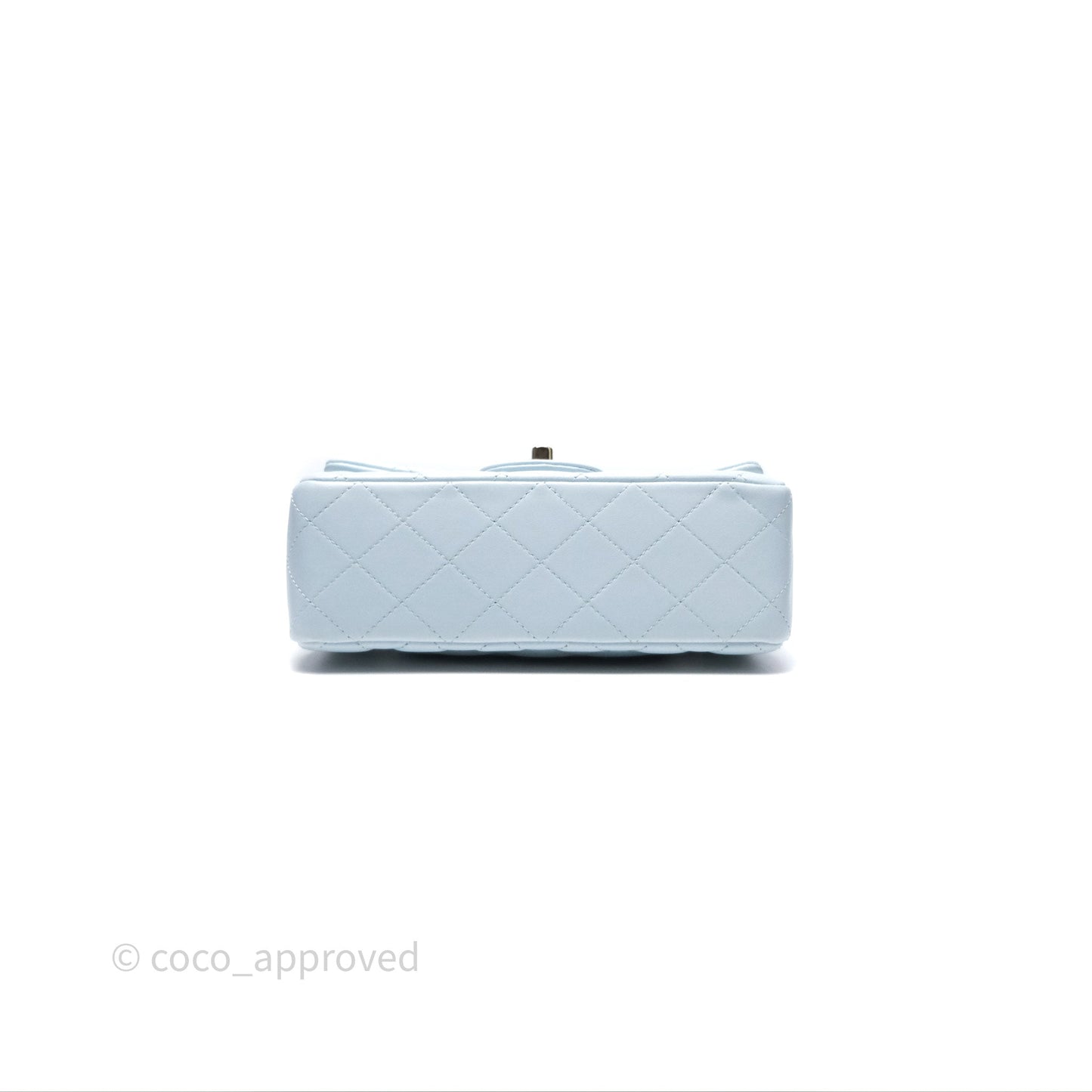 Chanel Top Handle Mini Rectangular Flap Light Blue Lambskin Gold Hardware