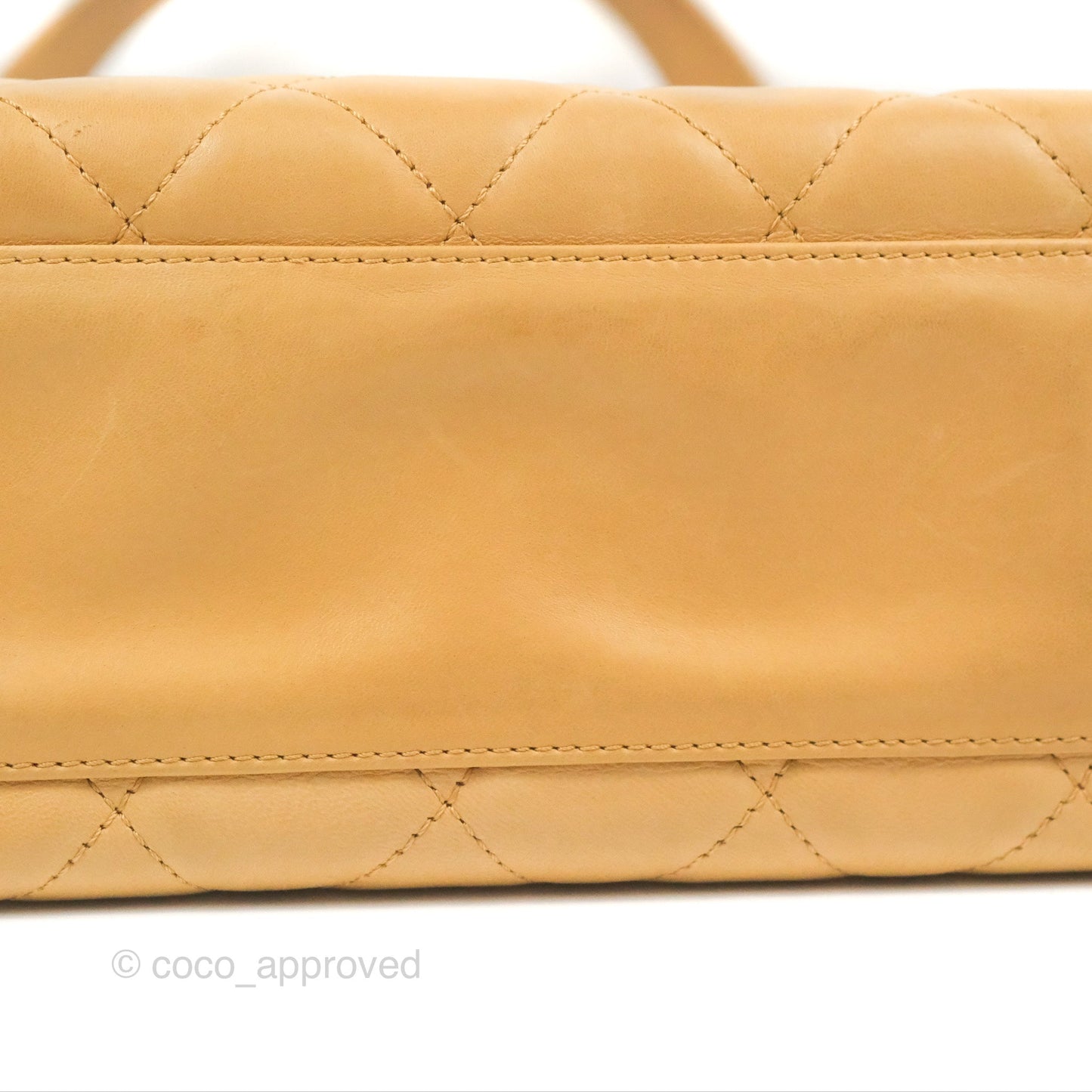 Chanel Vintage Small Top Handle Tote Quilted Beige Lambskin