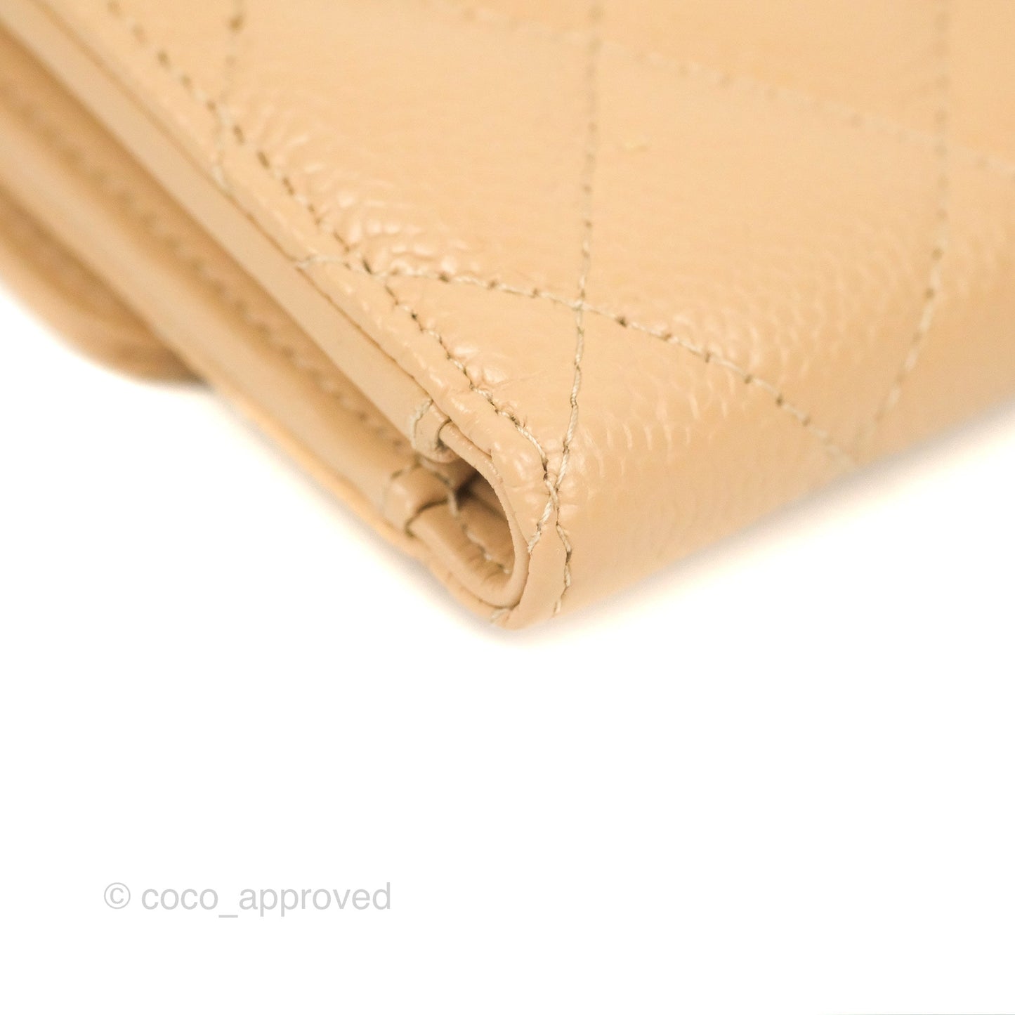 Chanel Quilted Medium Flap Wallet Beige Caviar Gold Hardware
