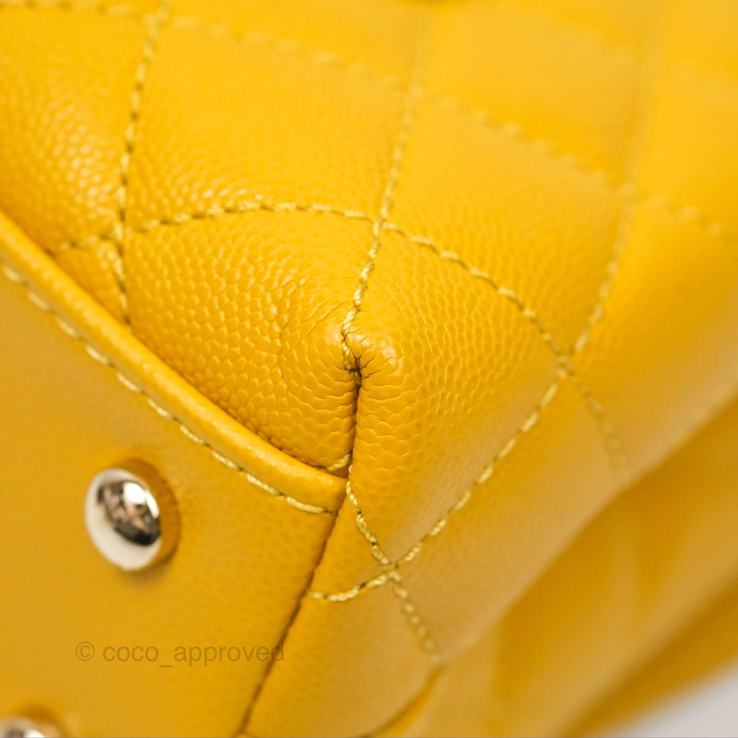 Chanel Small Coco Handle Mustard Yellow Caviar Gold Hardware