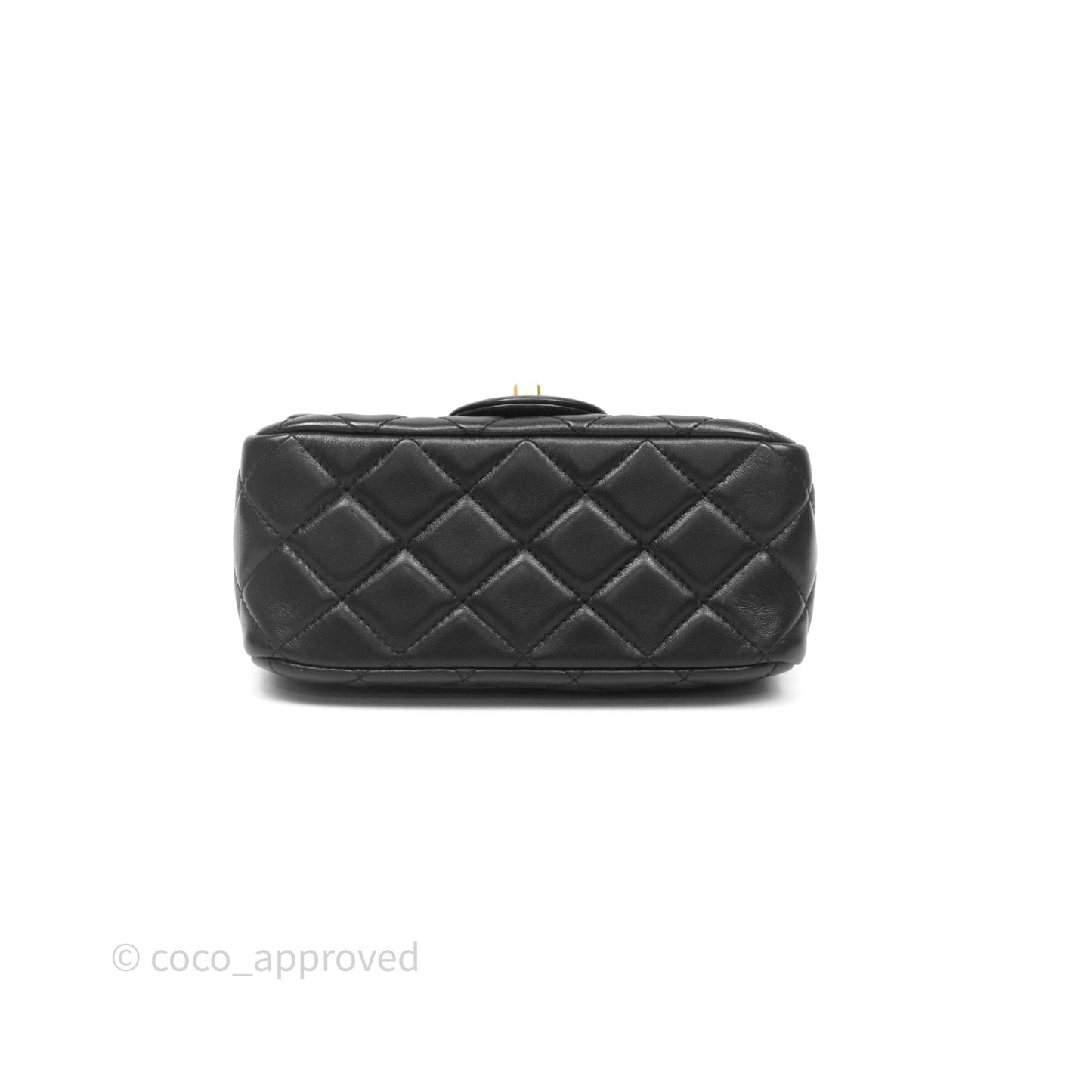 Chanel Pearl Crush Mini Square Quilted Black Lambskin Aged Gold Hardware