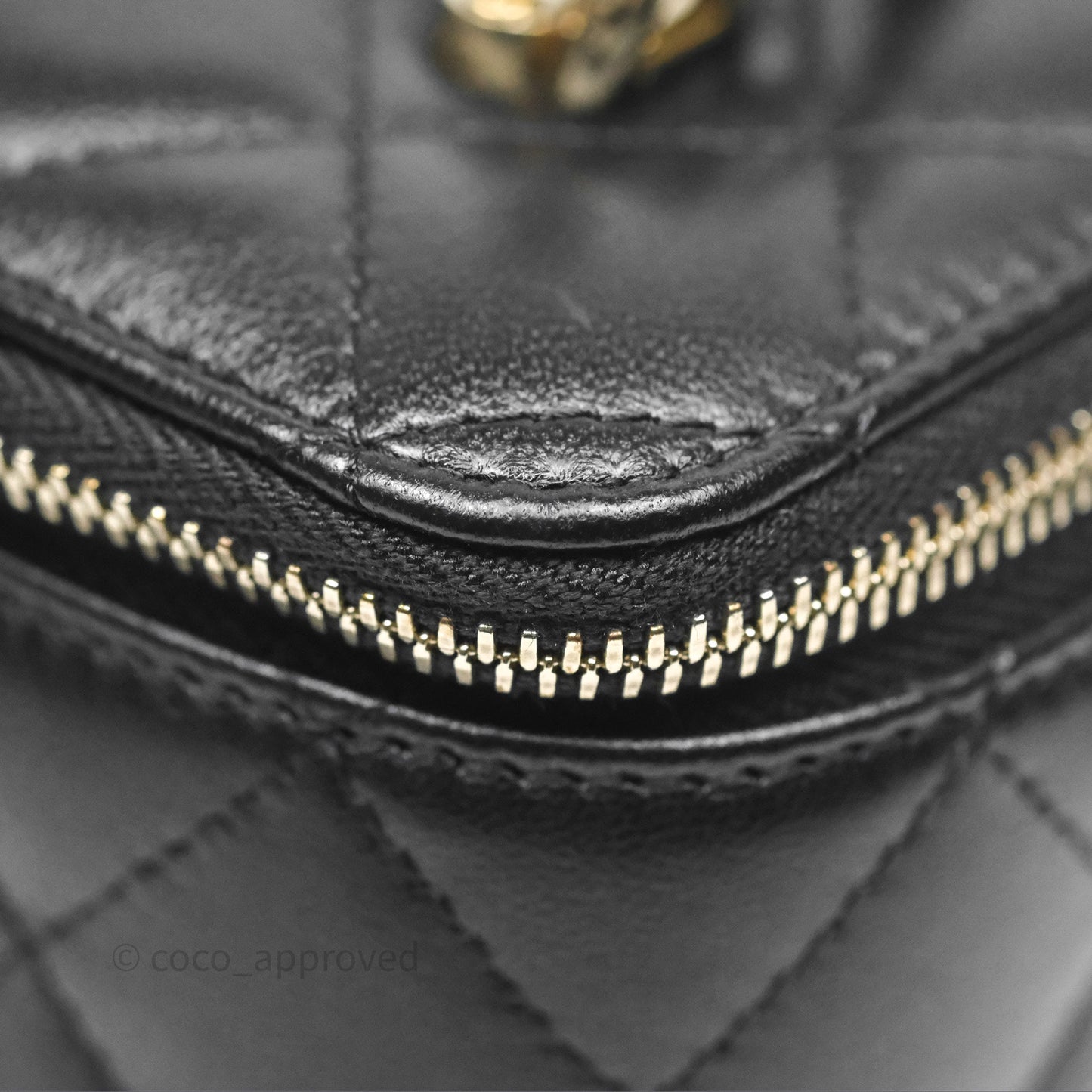 Chanel Vanity Rectangular Top Handle Black Lambskin Gold Hardware