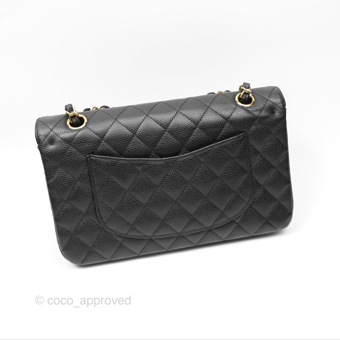 Chanel M/L Medium Classic Flap Quilted Black Caviar 24K Gold Hardware