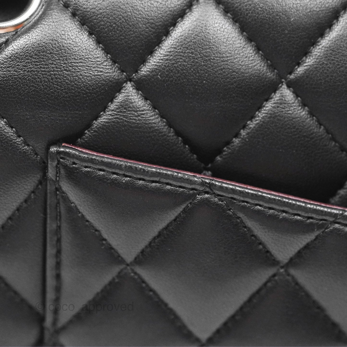 Chanel Classic M/L Medium Flap Quilted Black Lambskin Silver Hardware