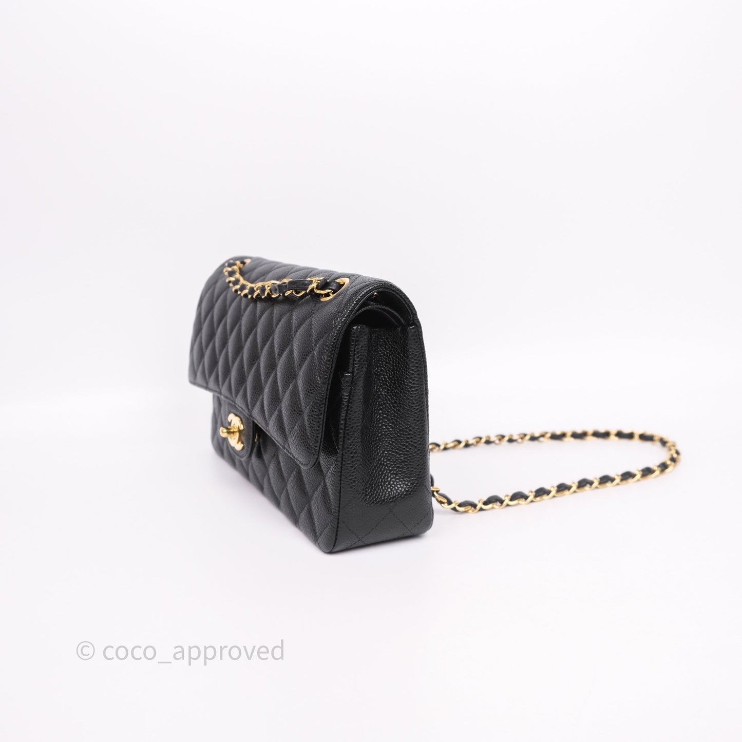 Chanel Classic M/L Medium Flap Quilted Black Caviar Gold Hardware