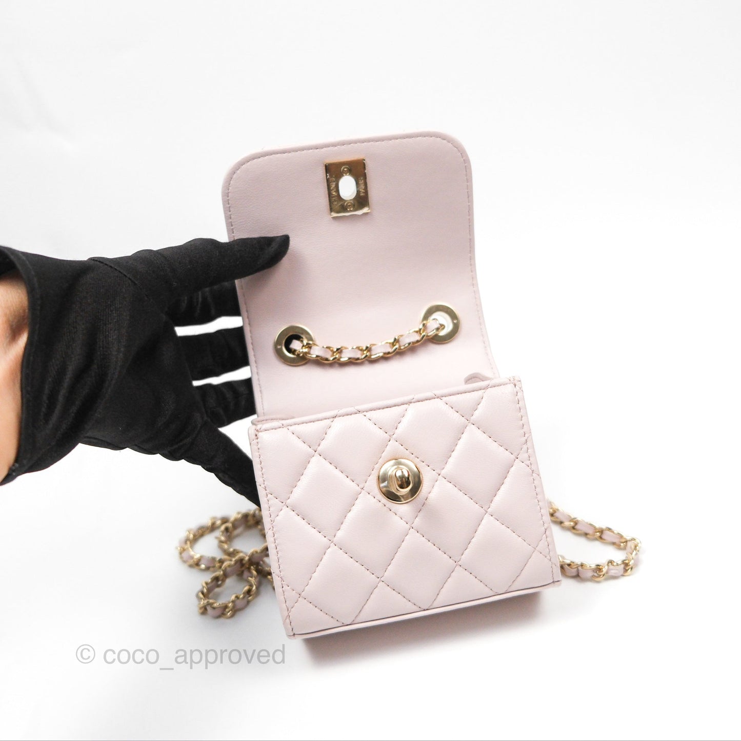 Chanel Mini Quilted Trendy CC Clutch With Chain Light Pink Lambskin Gold Hardware