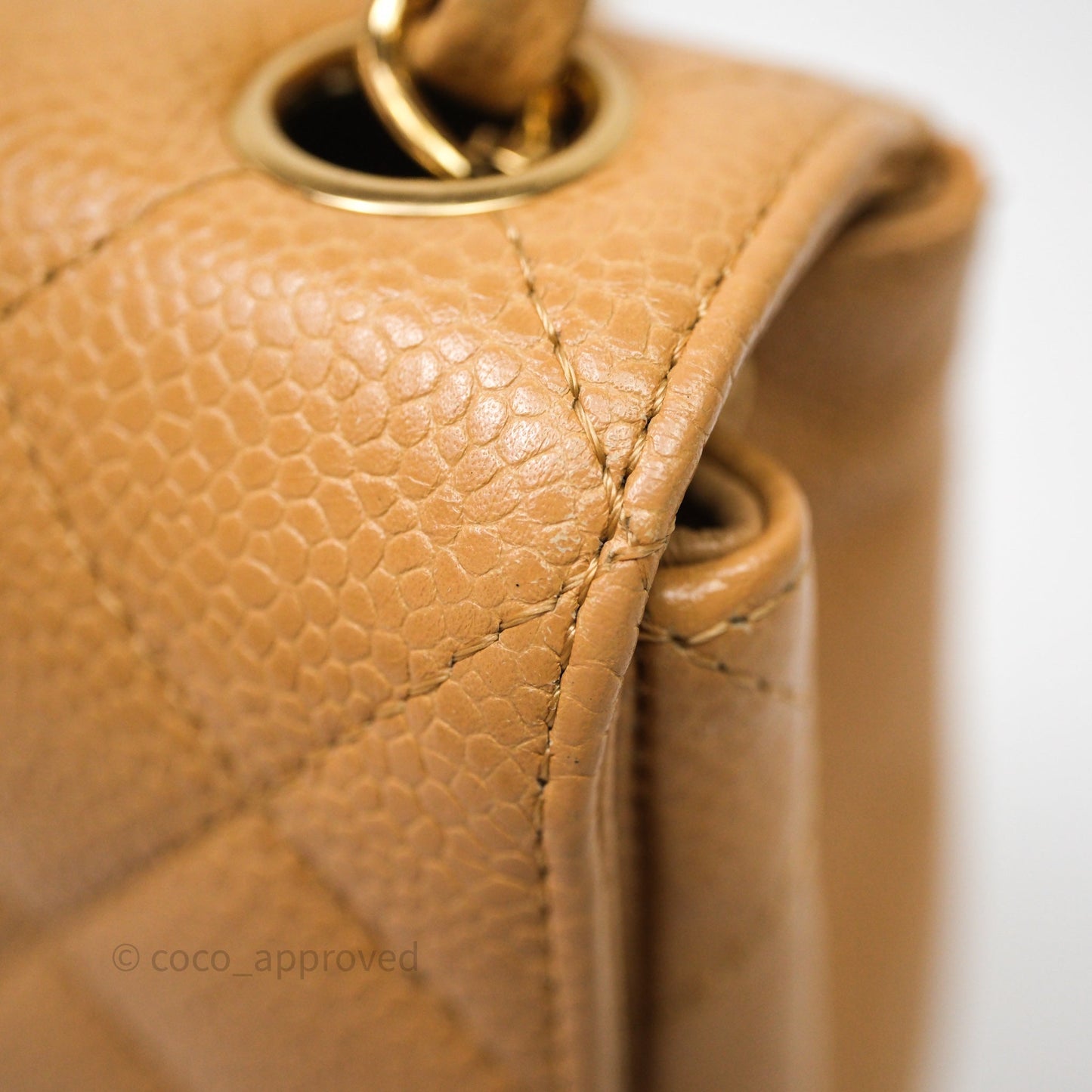 Chanel Vintage Mini Square Beige Caviar Gold Hardware