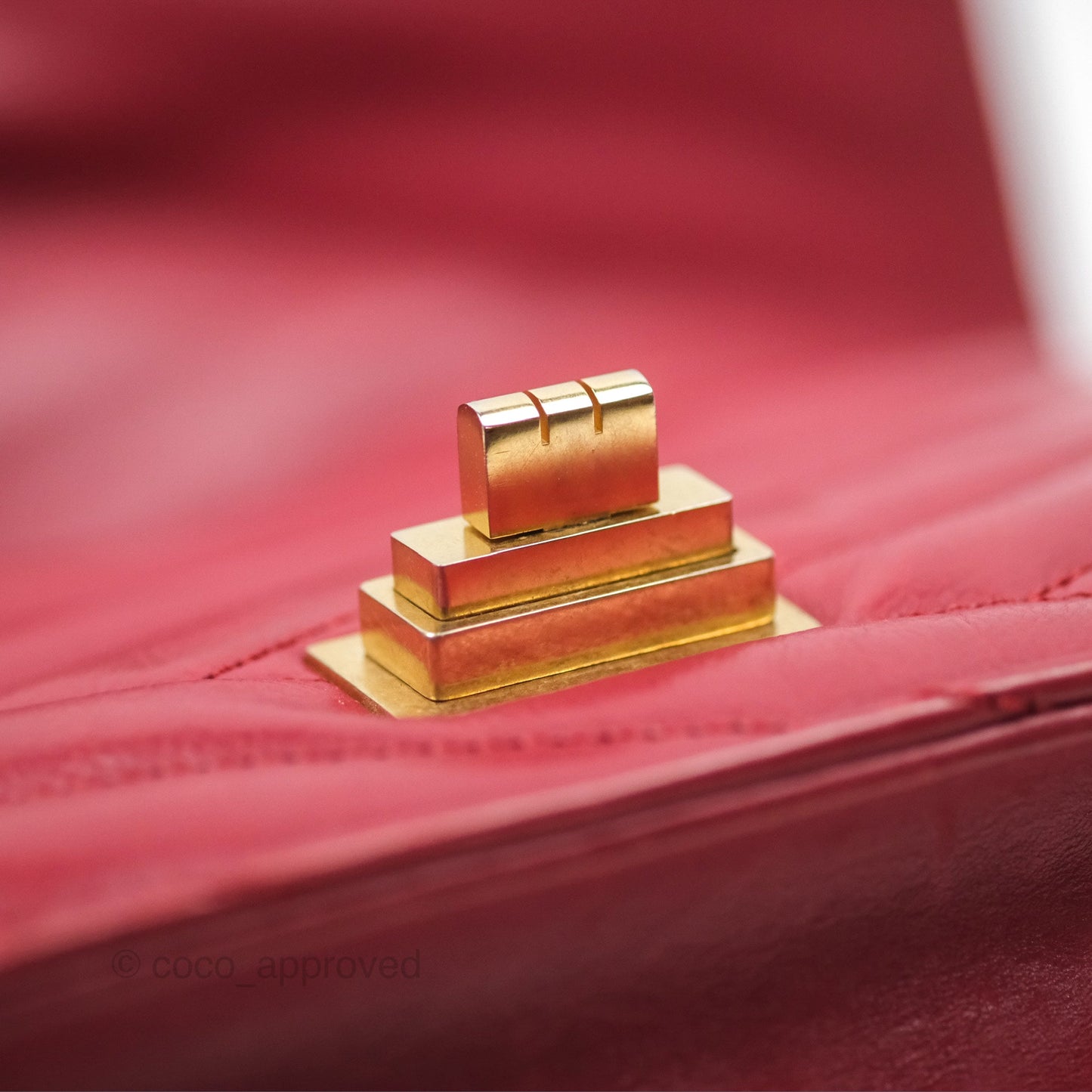 Chanel Chevron Shoulder Bag Red Calfskin Aged Gold Hardware