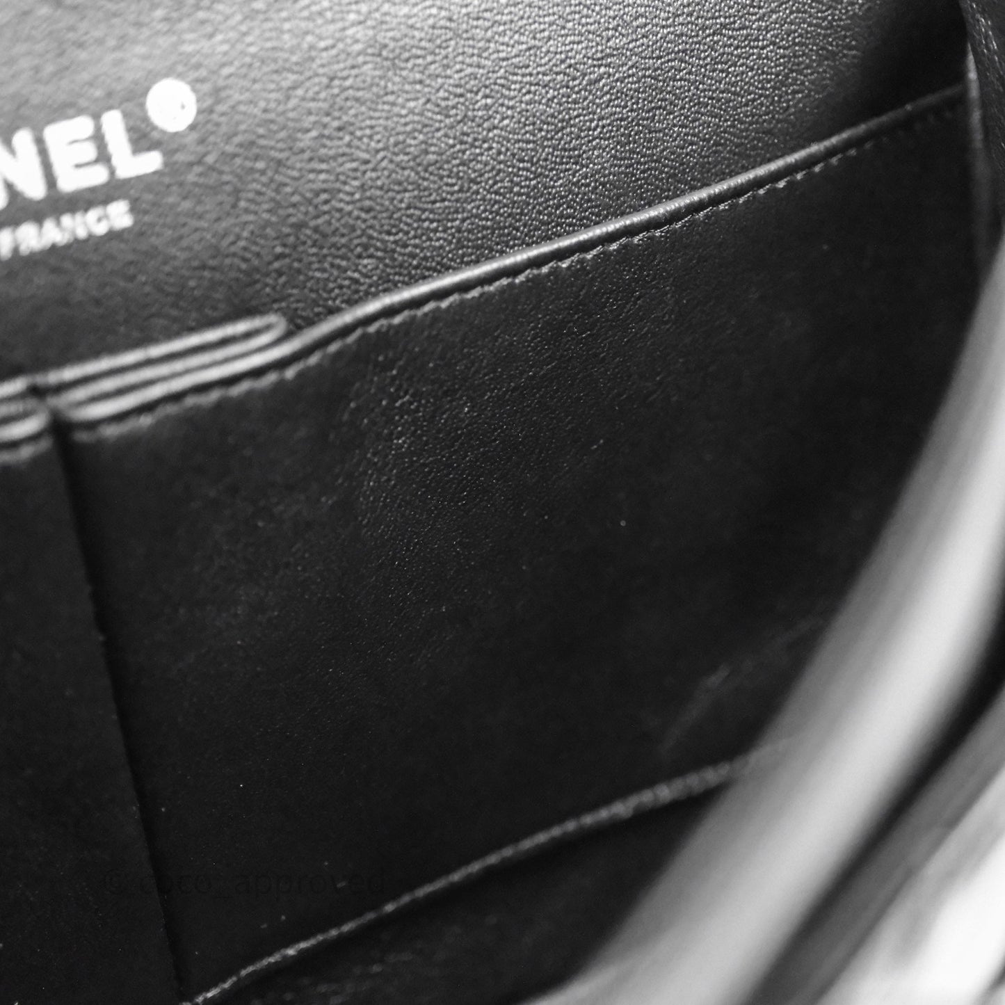 Chanel Medium Classic Flap Quilted Black Patent Silver Hardware