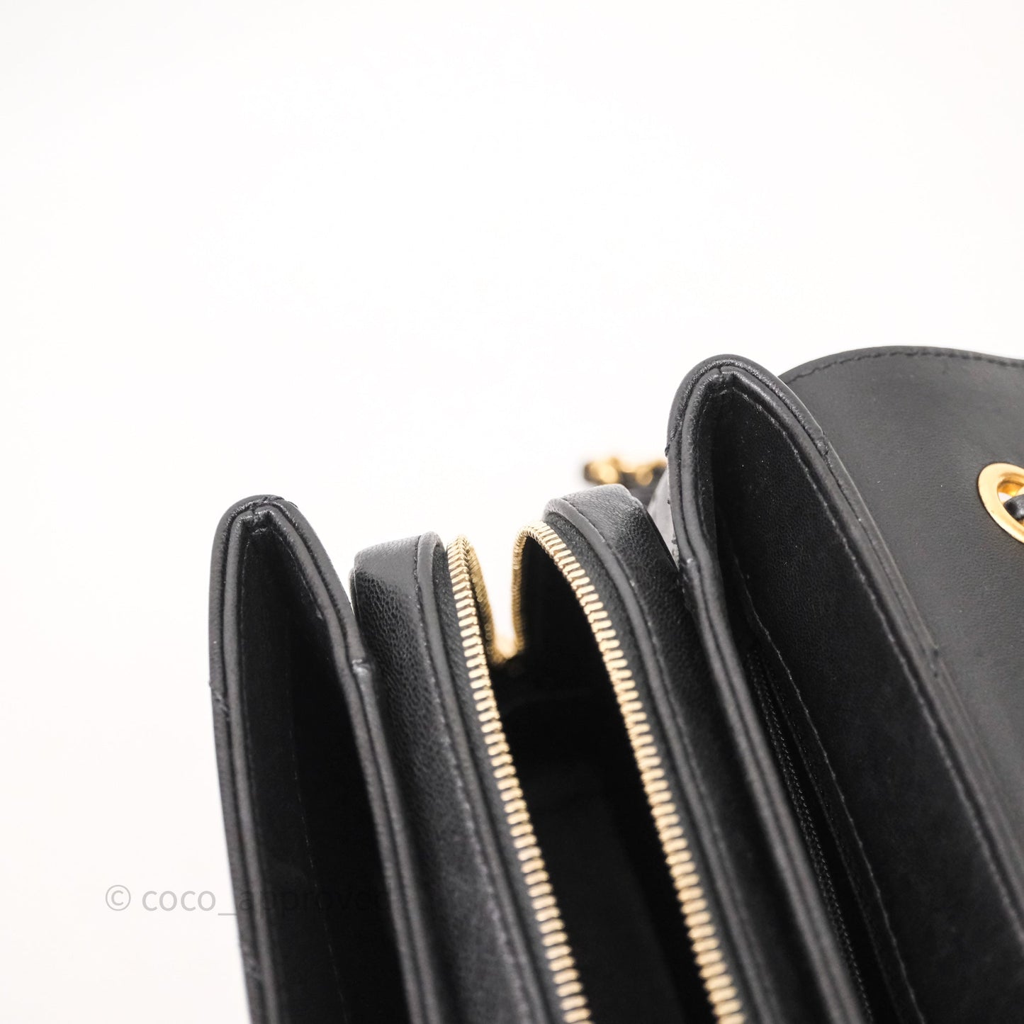 Chanel Chevron Flap Bag Black Calfskin Aged Gold Hardware