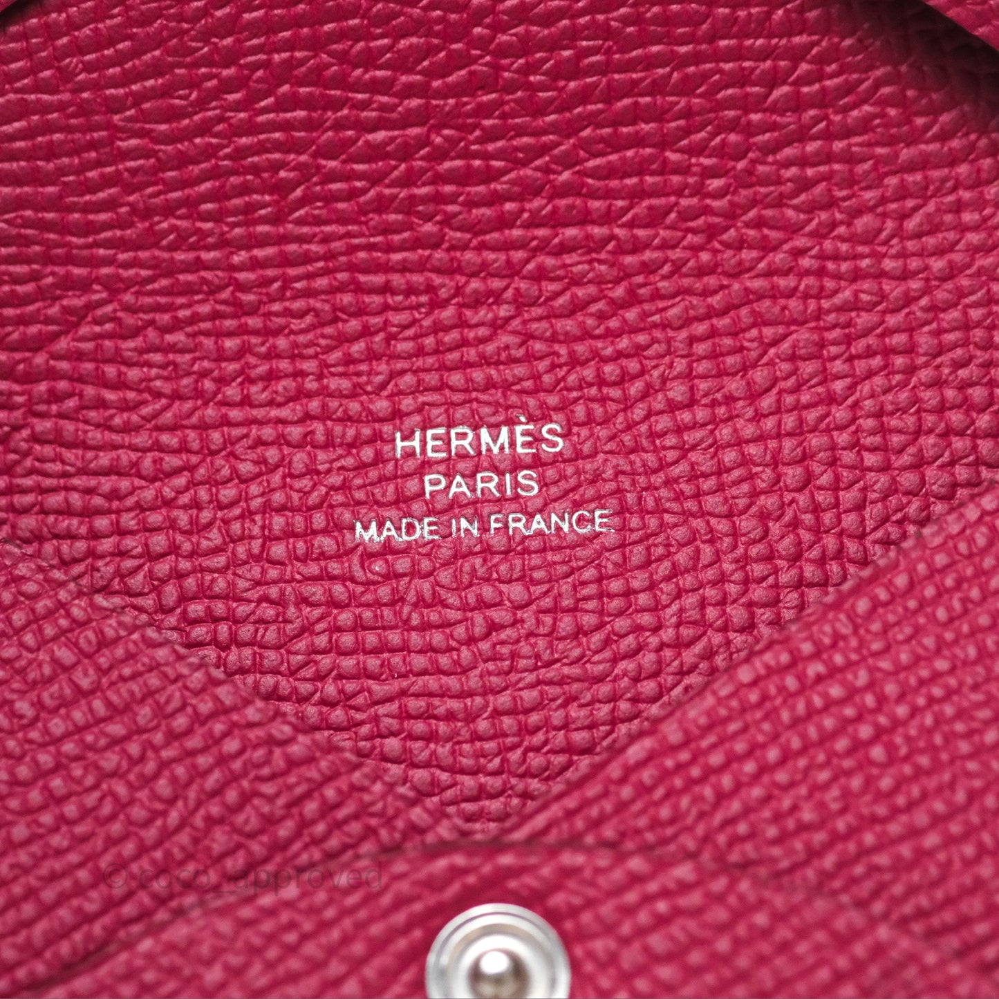 Hermès Calvi Card Holder Rouge Epsom Palladium Hardware