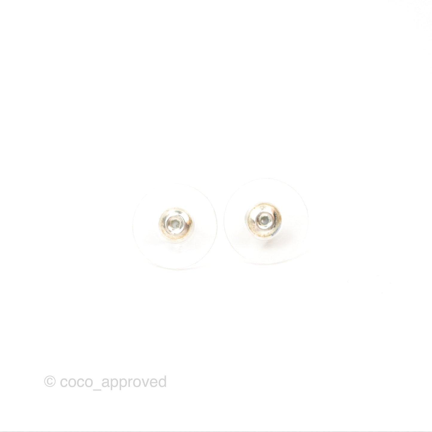 Chanel Crystal CC Round Earrings Silver Tone 23V