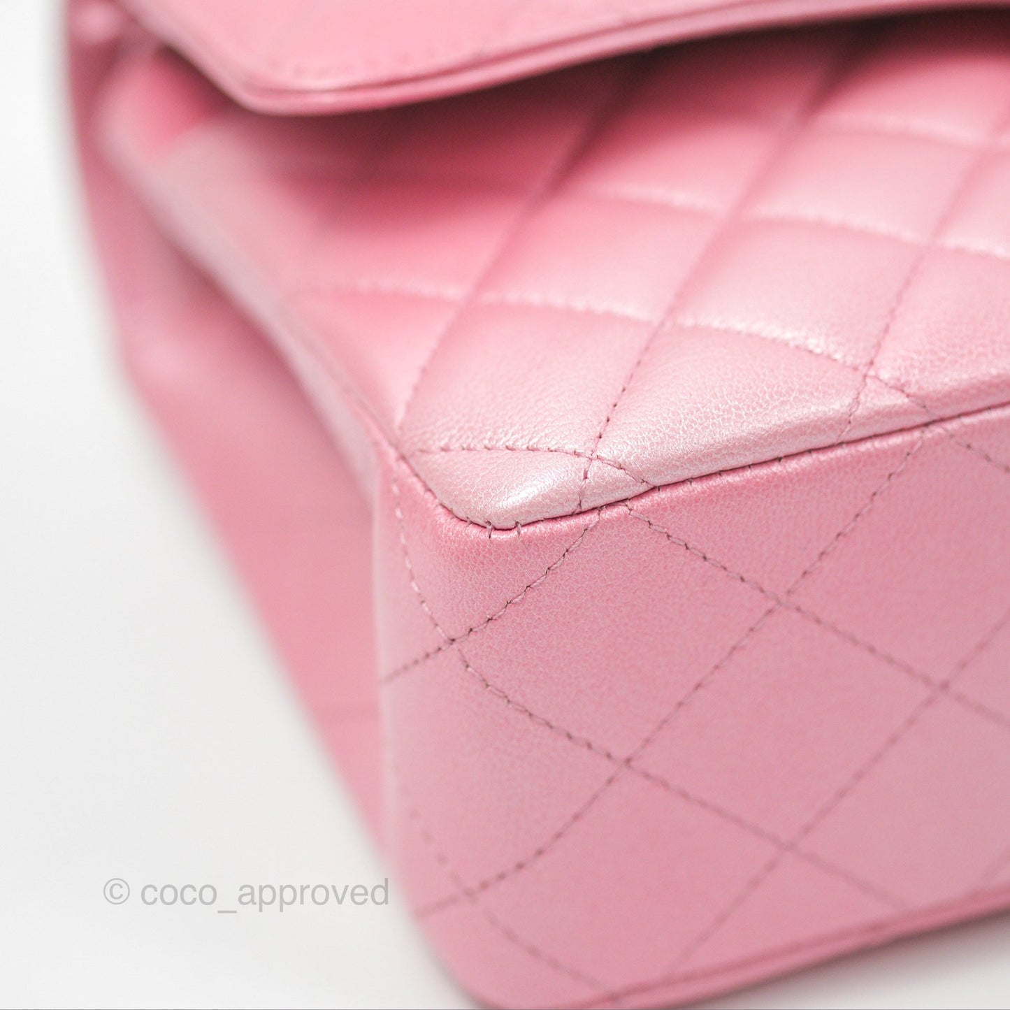 Chanel Classic M/L Medium Flap Quilted Pink Cloudy Pearly Goatskin Gold Hardware 23S