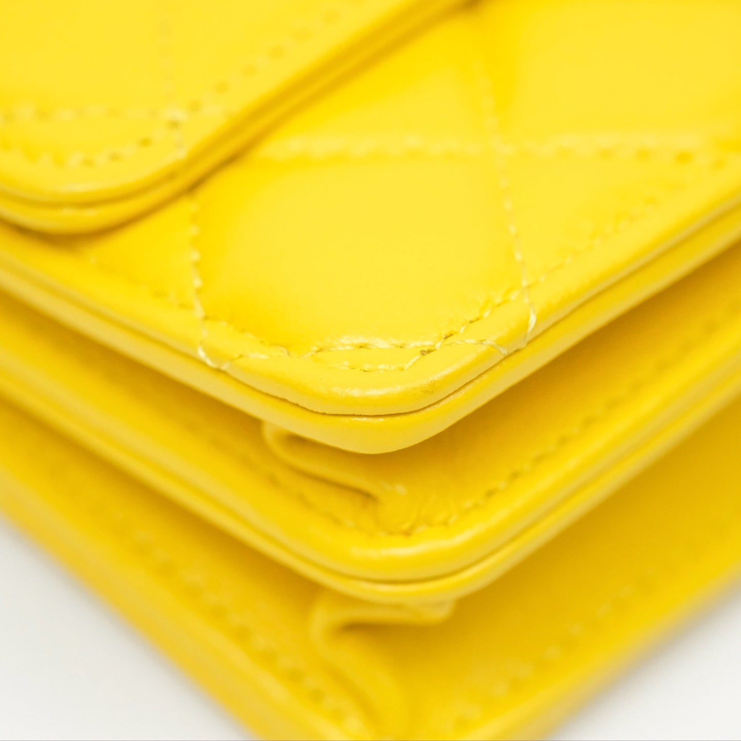 Chanel Lacquered Chain Mini WOC Yellow Lambskin