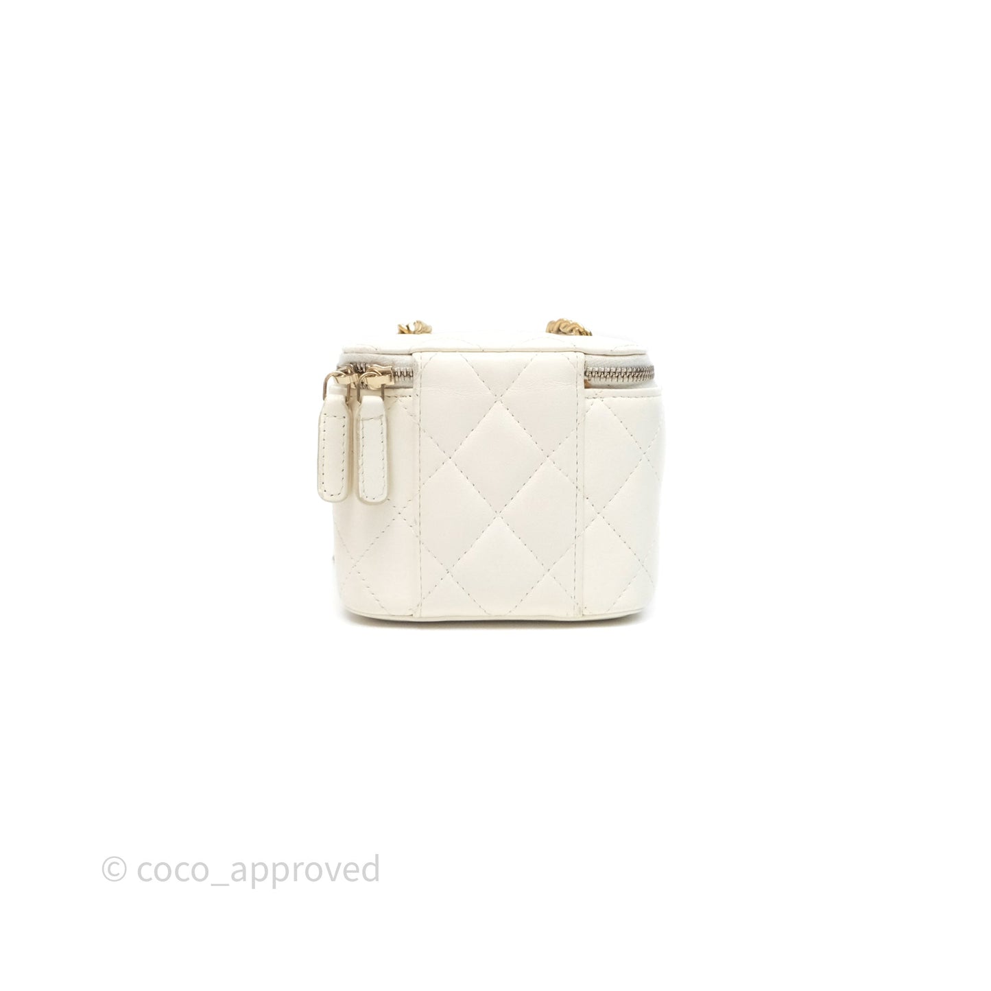 Chanel Mini Pearl Crush Vanity With Chain Ivory White Aged Gold Hardware