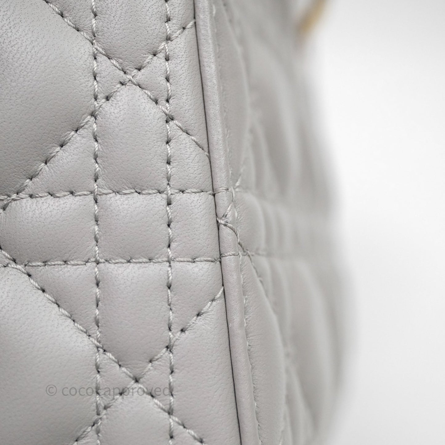 Christian Dior Mini Lady Dior Gray Lambskin Cannage Diamonds Gold Hardware