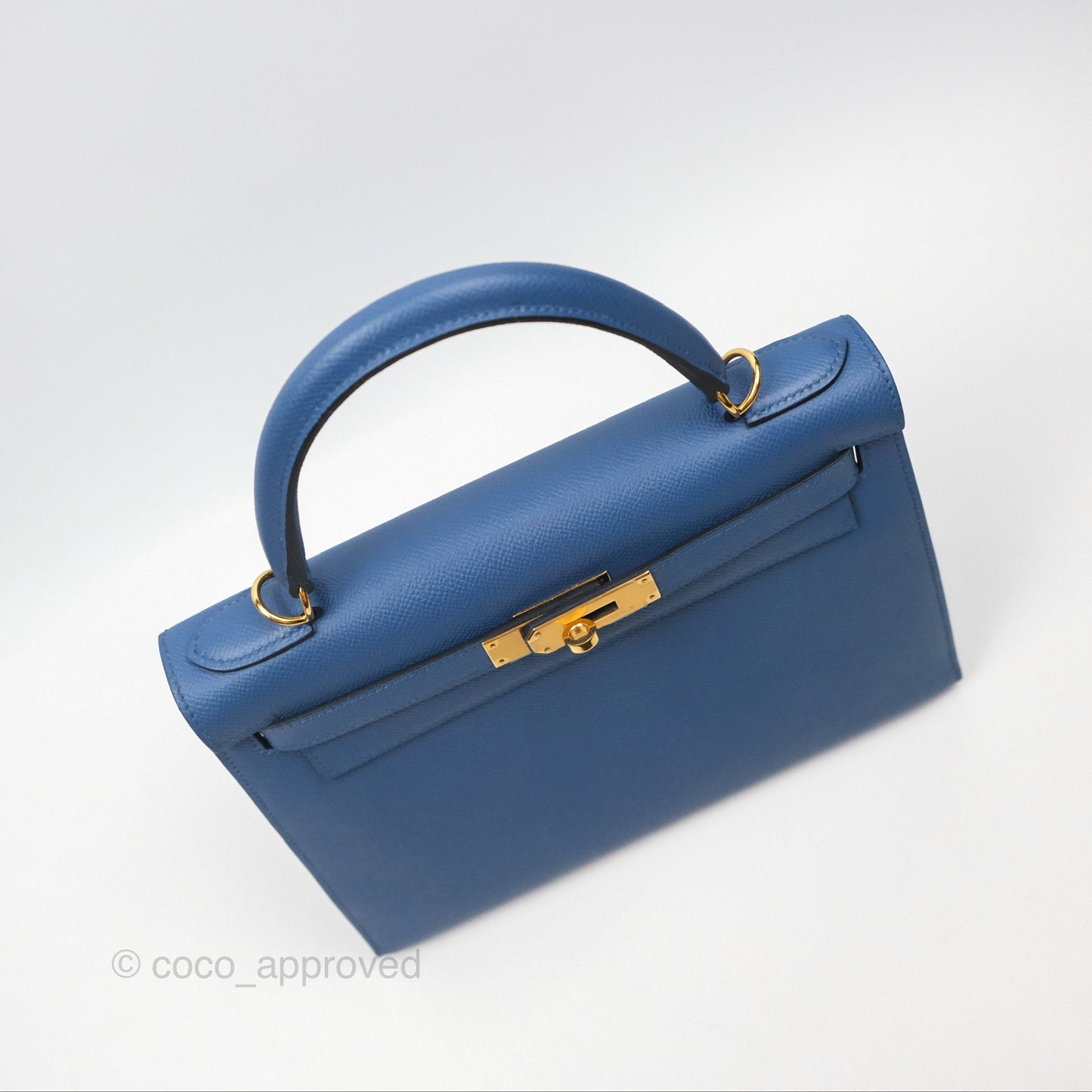 Hermès Sellier Kelly 28 Blue Epsom Gold Hardware