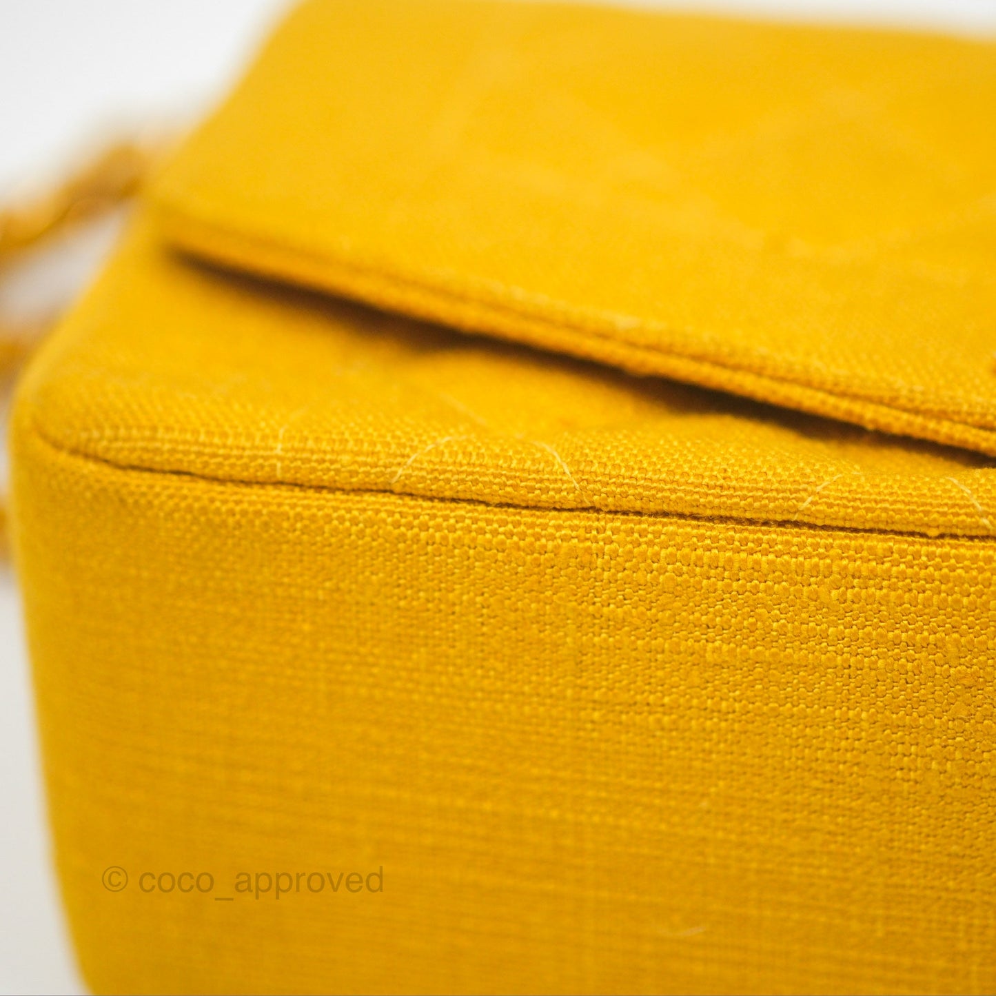 Chanel Vintage Small Classic Diana Flap Bag Yellow Linen Fabric 24K Gold Hardware