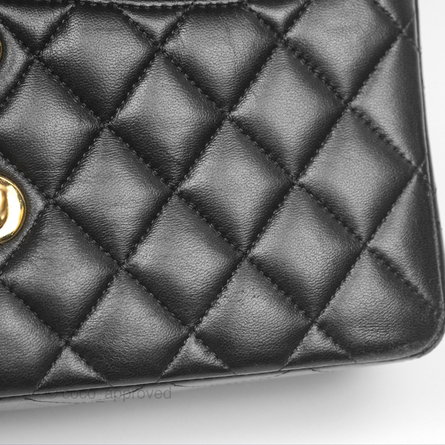 Chanel Small Classic Quilted Flap Black Lambskin Gold Hardware