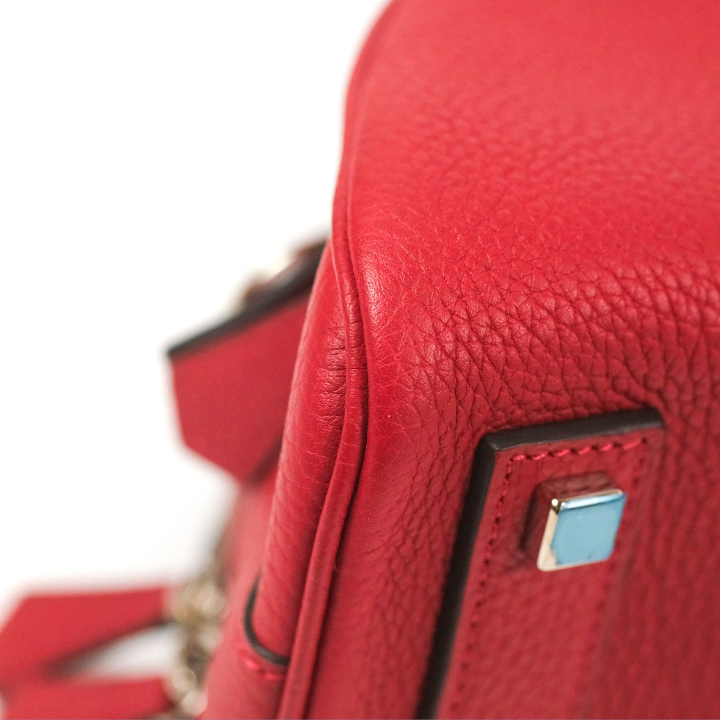 Moynat Swing Bag Red Grained Leather Silver Hardware