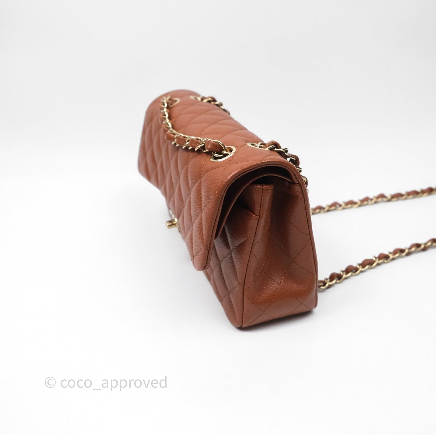 Chanel Small S/M Classic Flap Quilted Brown Caviar Gold Hardware