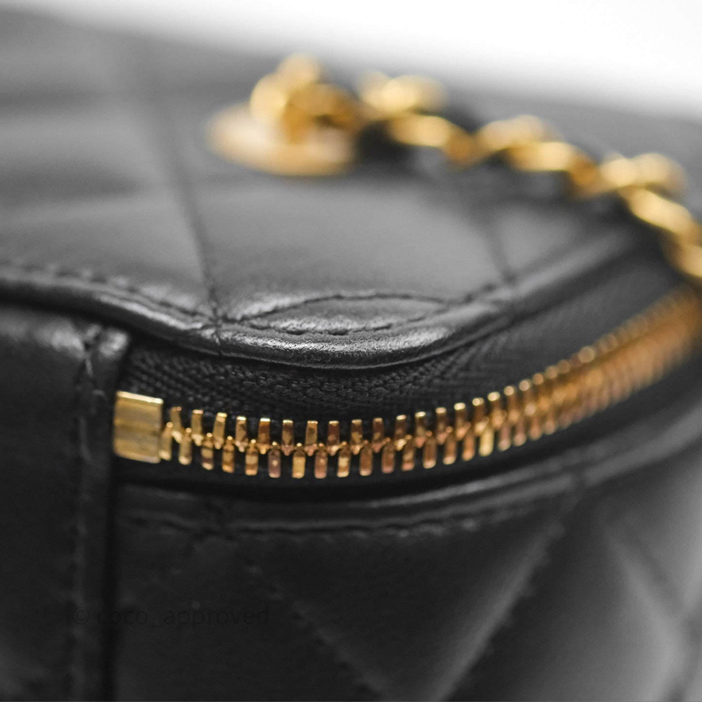 Chanel Vanity with COCO Heart Chain Black Lambskin Aged Gold Hardware