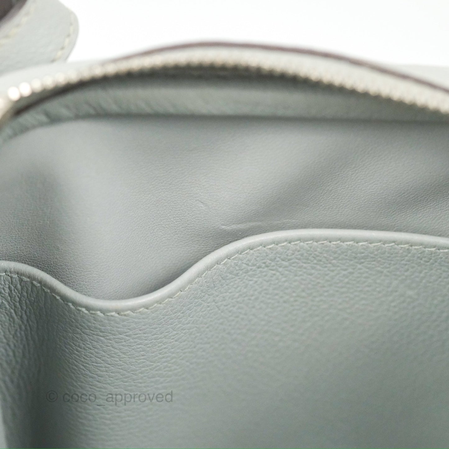 Hermès Lindy 30 Bleu Glacier Evercolor Palladium Hardware