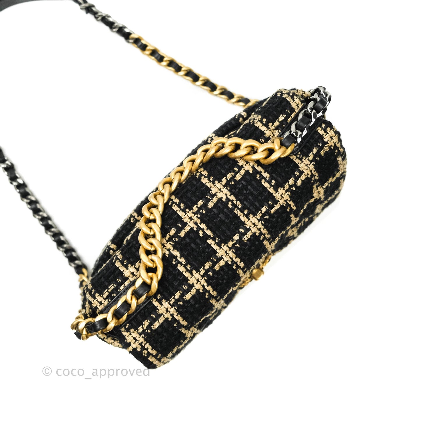 Chanel 19 Small Tweed Black Beige Mixed Hardware