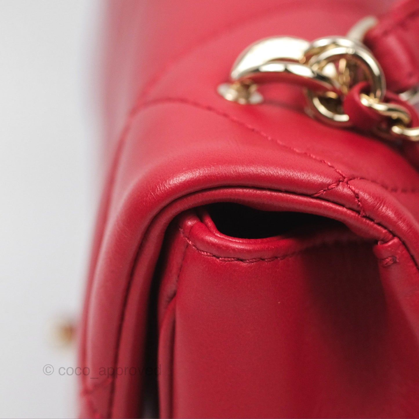 Chanel Easy Carry Flap Bag With Handle Red Lambskin Gold Hardware